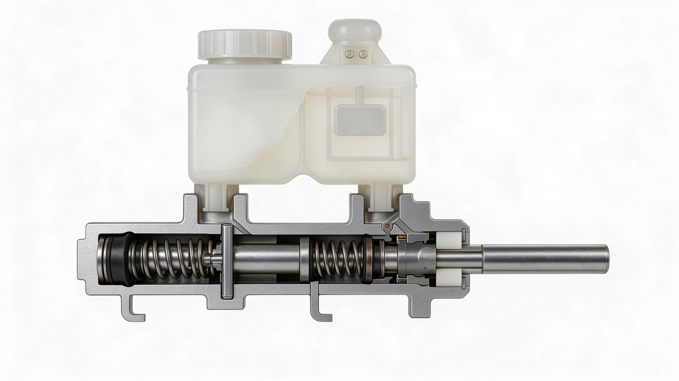 Tandem Master Cylinder annotated picture vocabulary with labeled objects