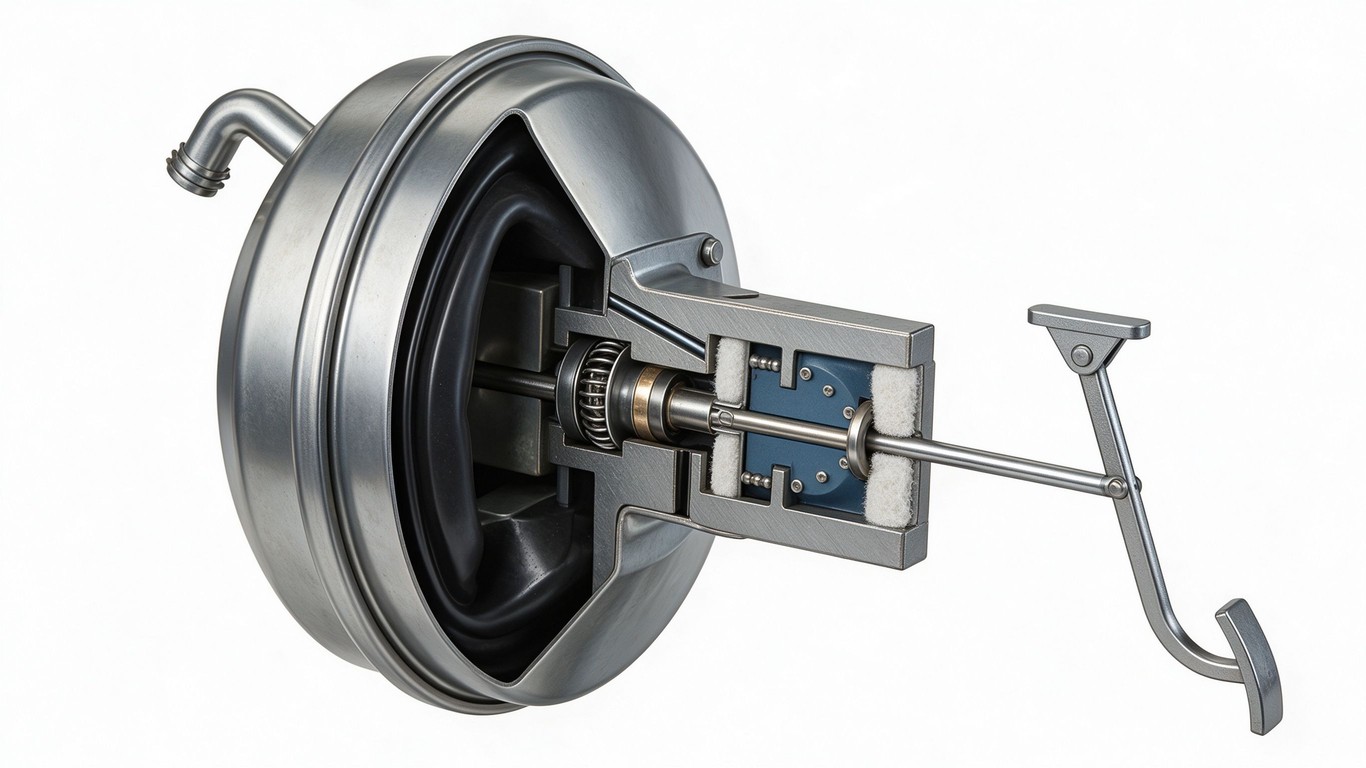 Vacuum Brake Booster annotated picture vocabulary with labeled objects