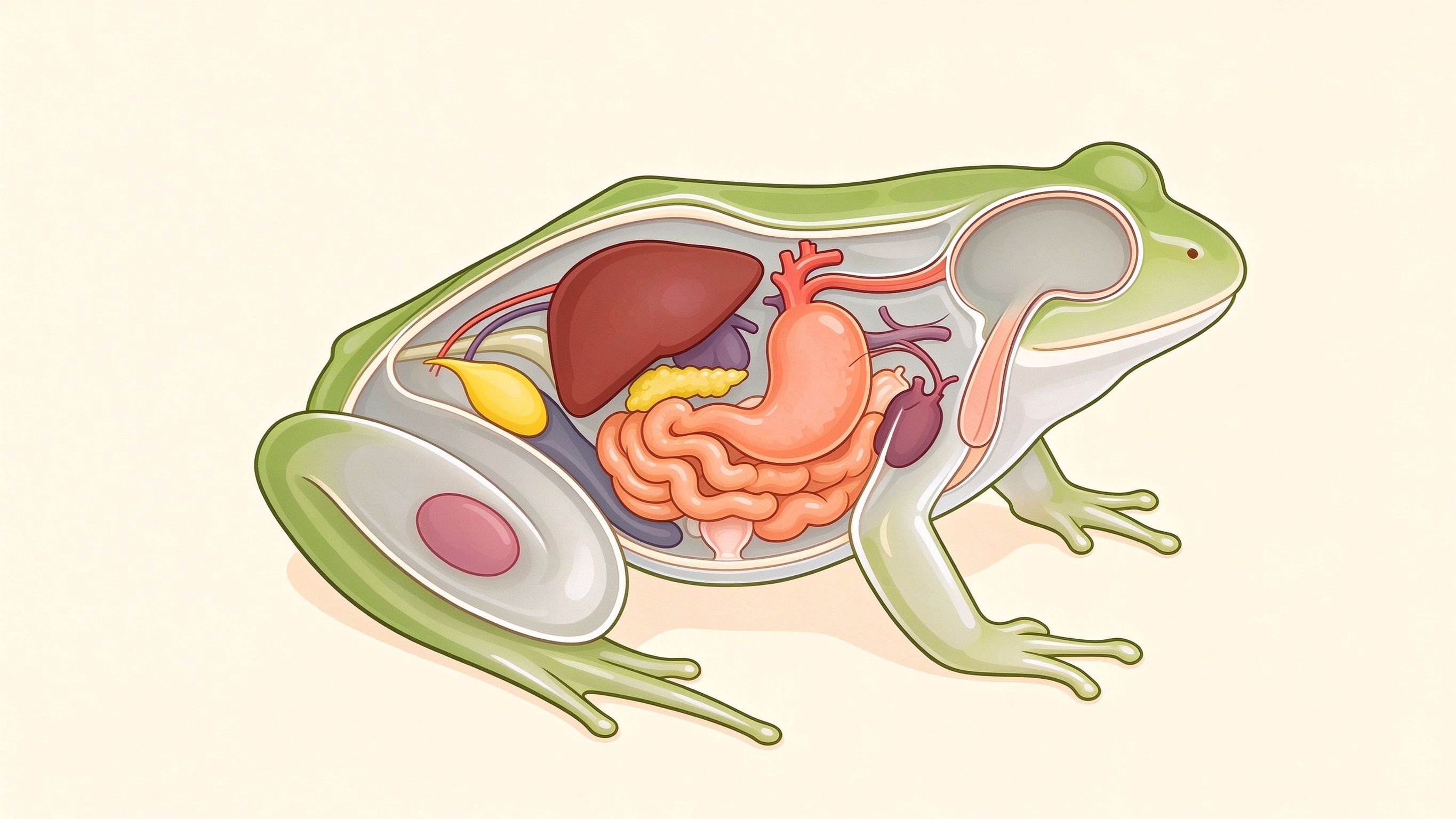 Male frog anatomy annotated picture vocabulary with labeled objects