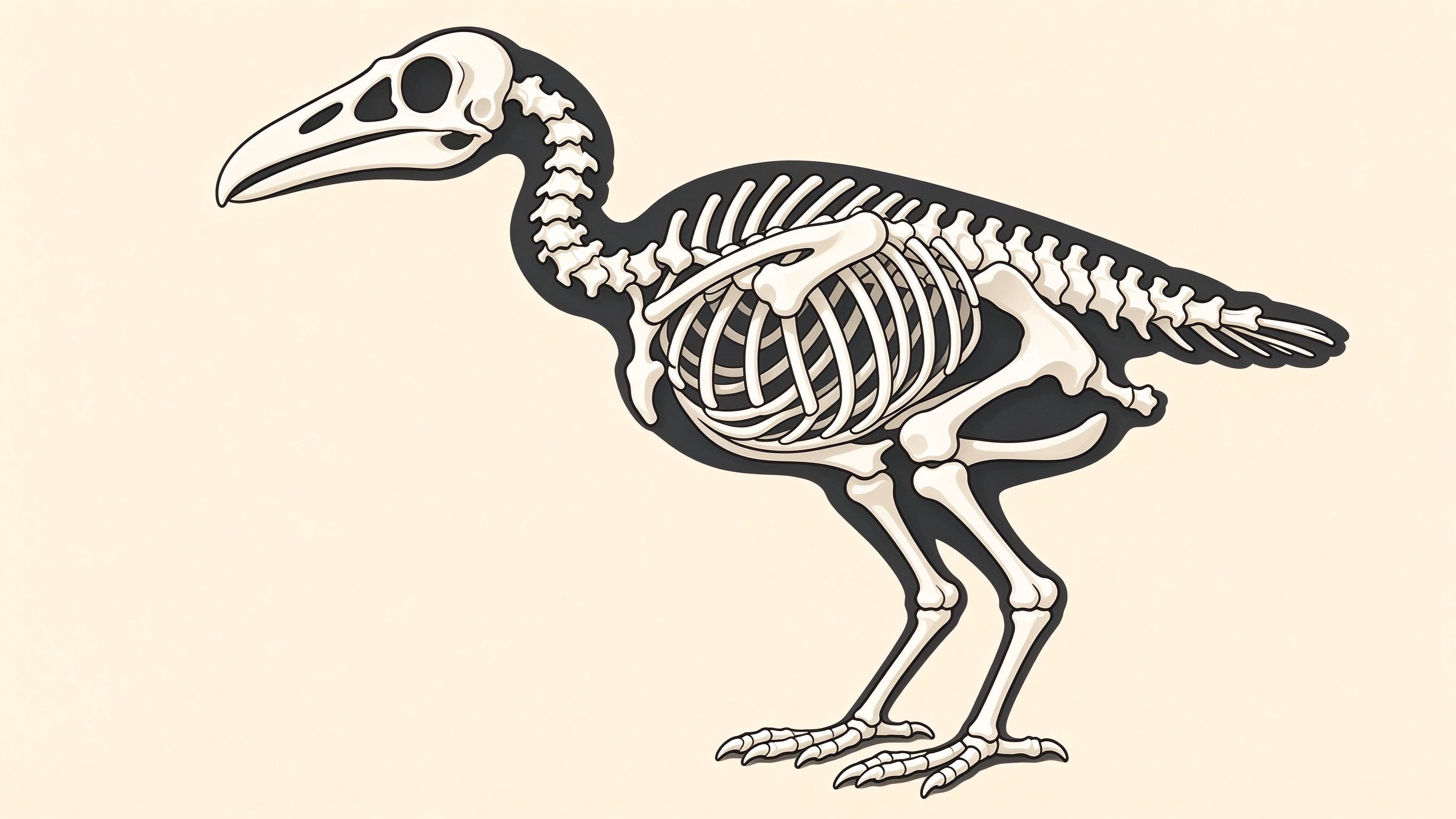 Bird skeleton annotated picture vocabulary with labeled objects