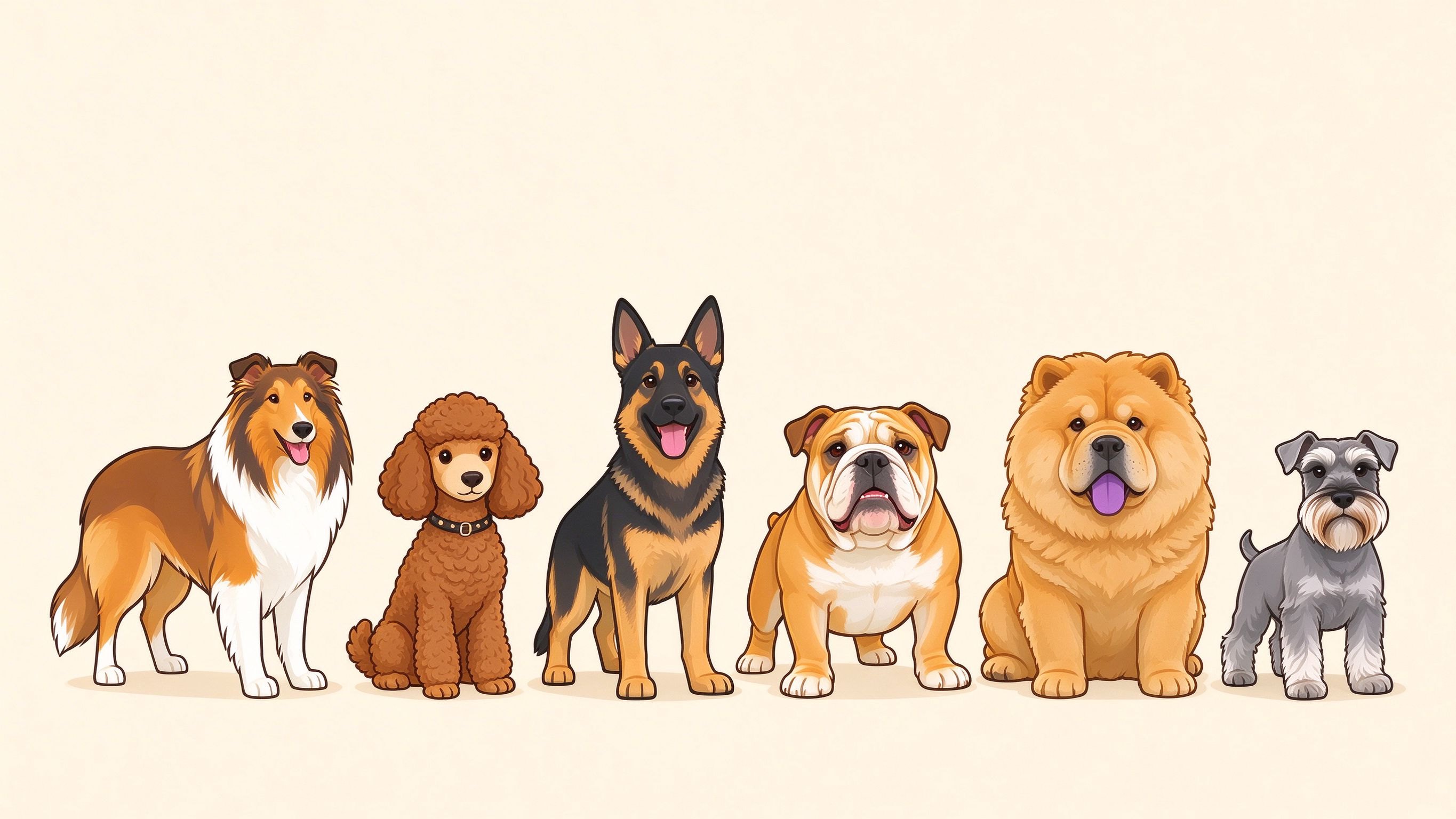 Dog breeds annotated picture vocabulary with labeled objects
