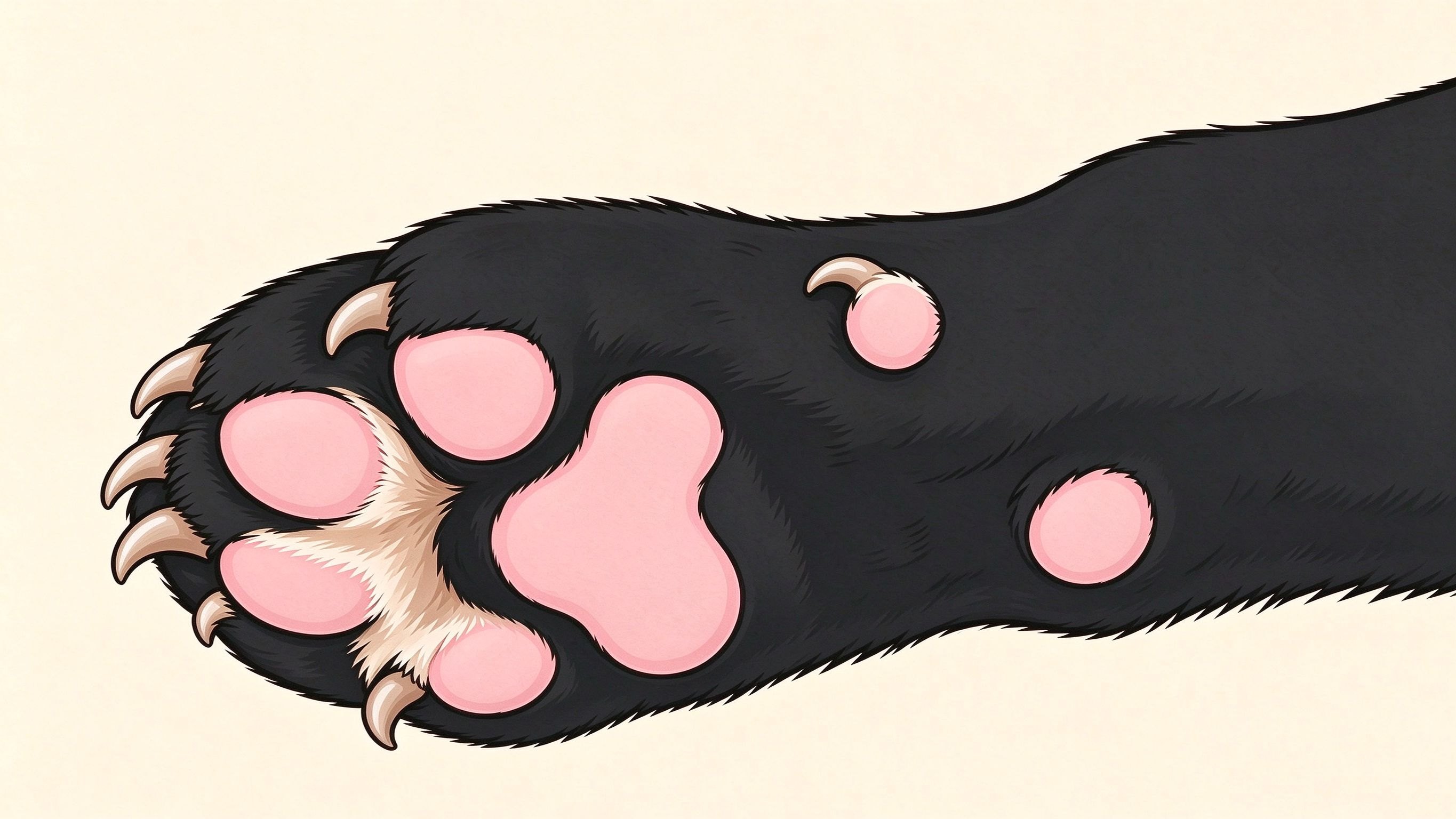 Dog paw anatomy annotated picture vocabulary with labeled objects