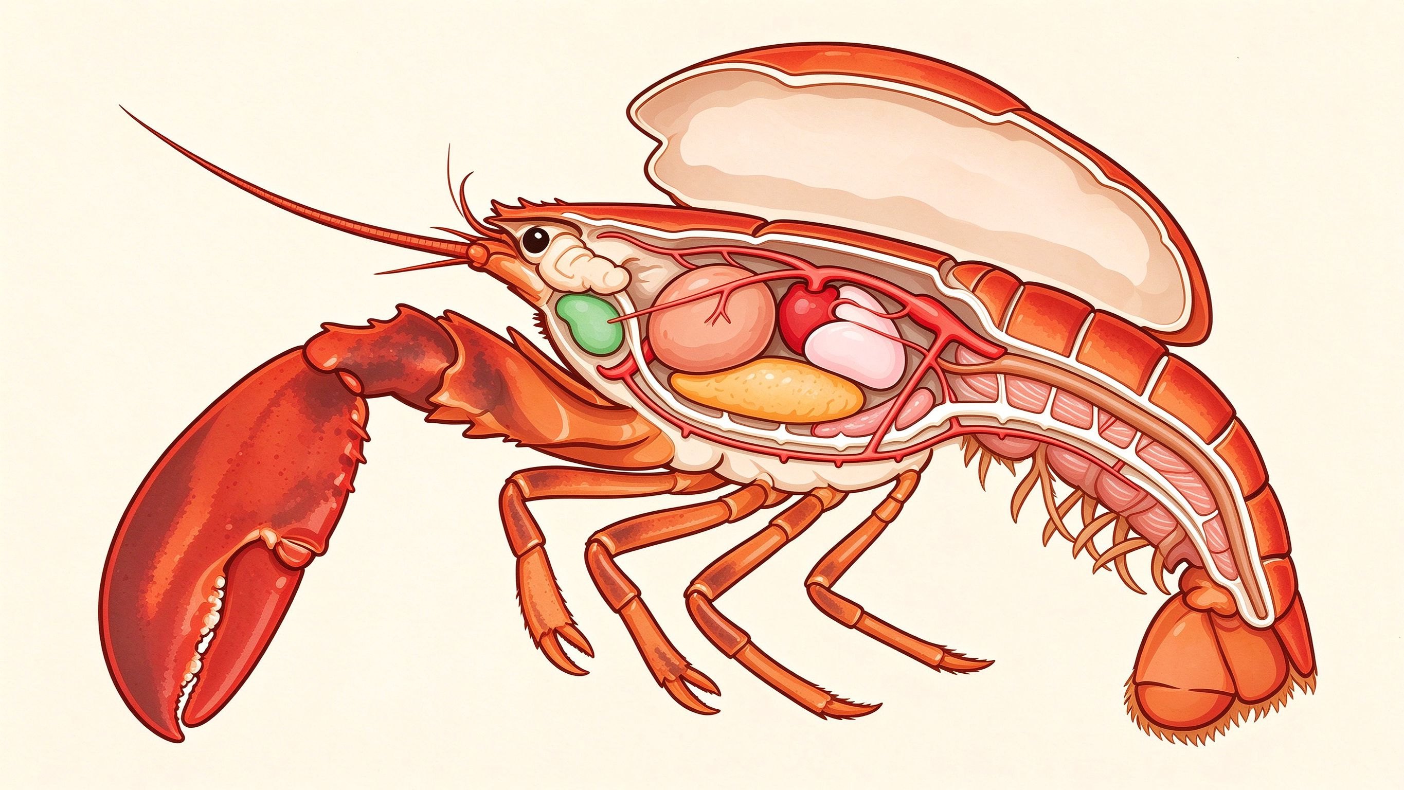 Lobster anatomy annotated picture vocabulary with labeled objects