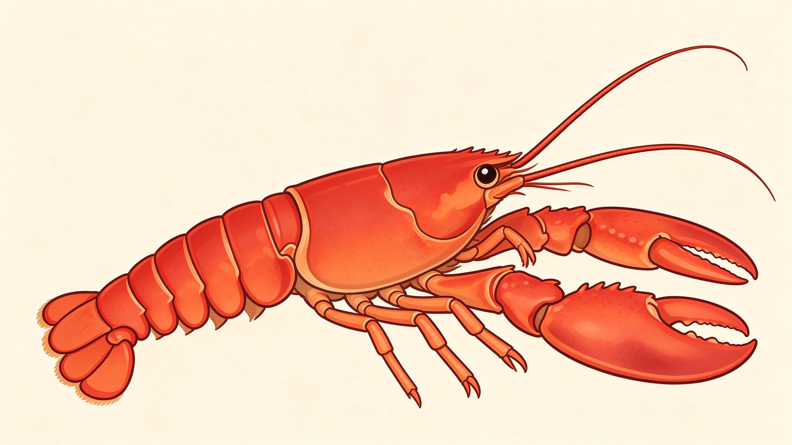 Lobster anatomy annotated picture vocabulary with labeled objects