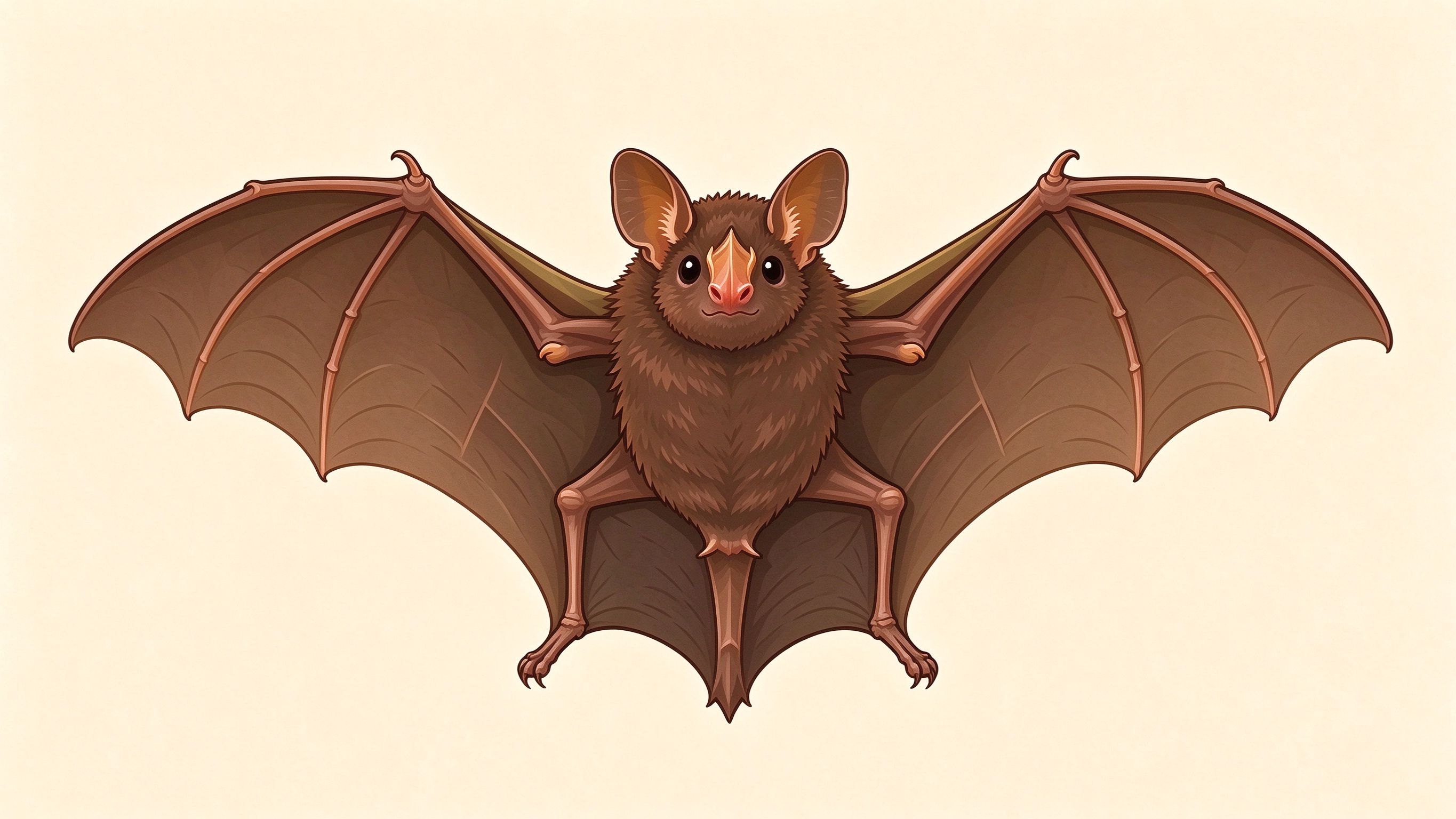 Bat anatomy annotated picture vocabulary with labeled objects