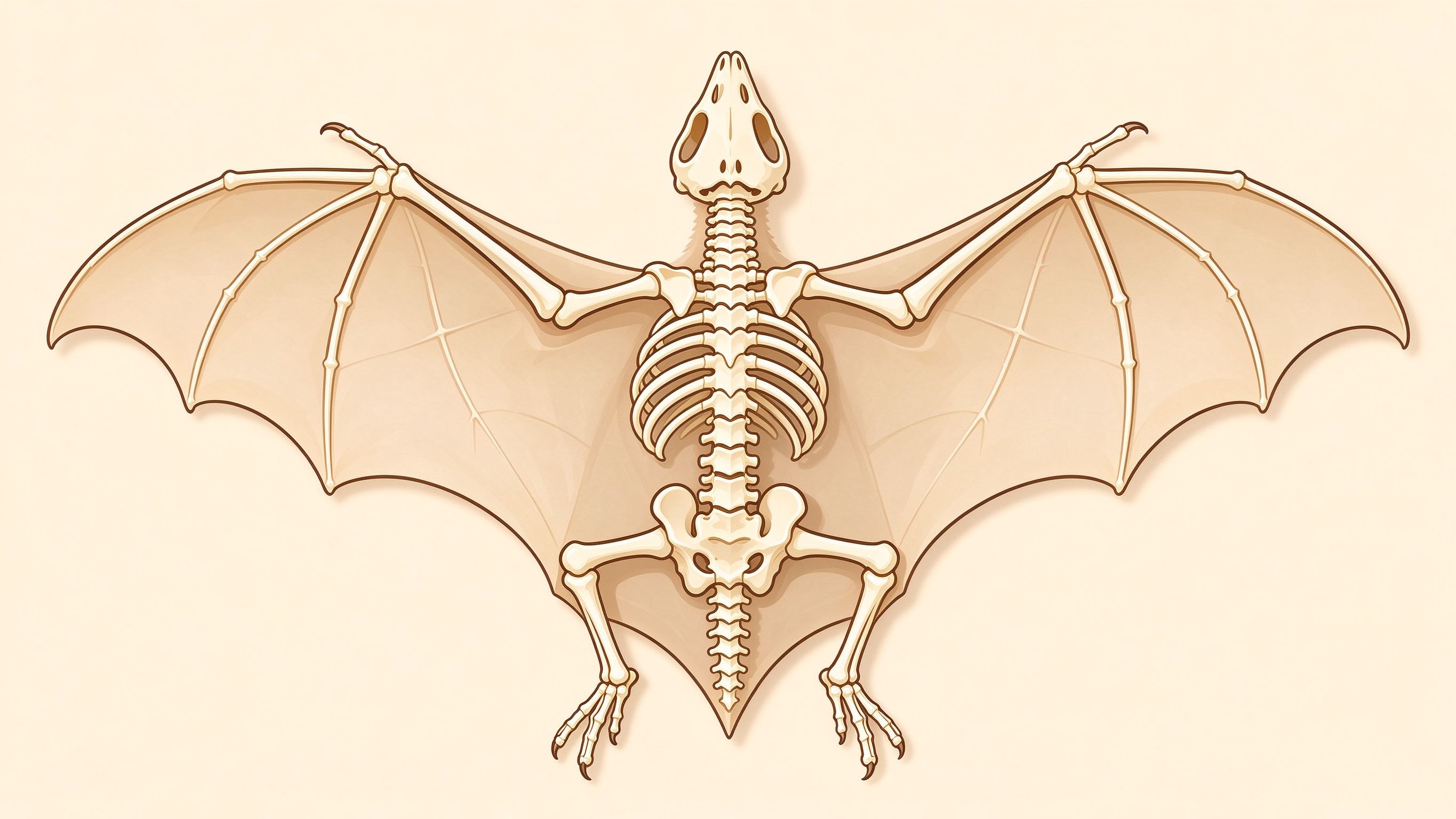 Bat skeleton annotated picture vocabulary with labeled objects