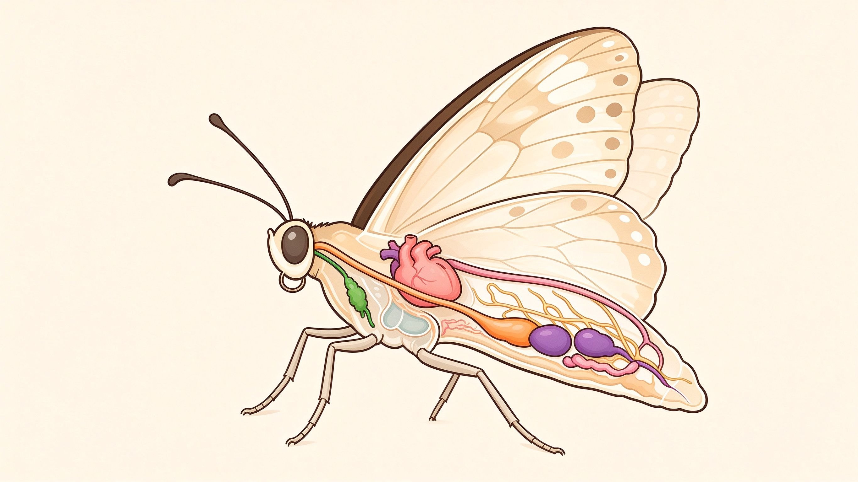 Female butterfly anatomy annotated picture vocabulary with labeled objects
