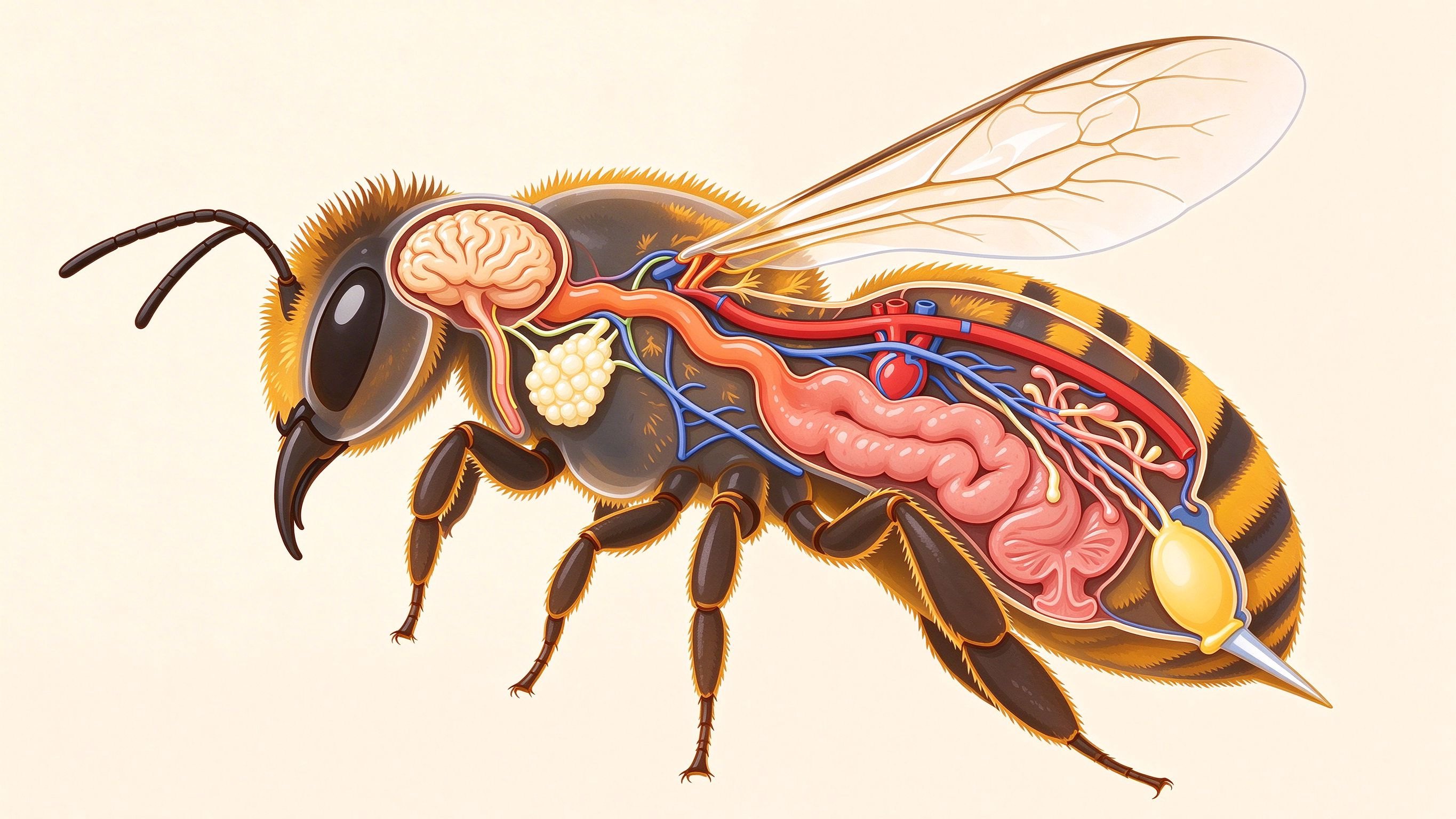 Bee anatomy annotated picture vocabulary with labeled objects