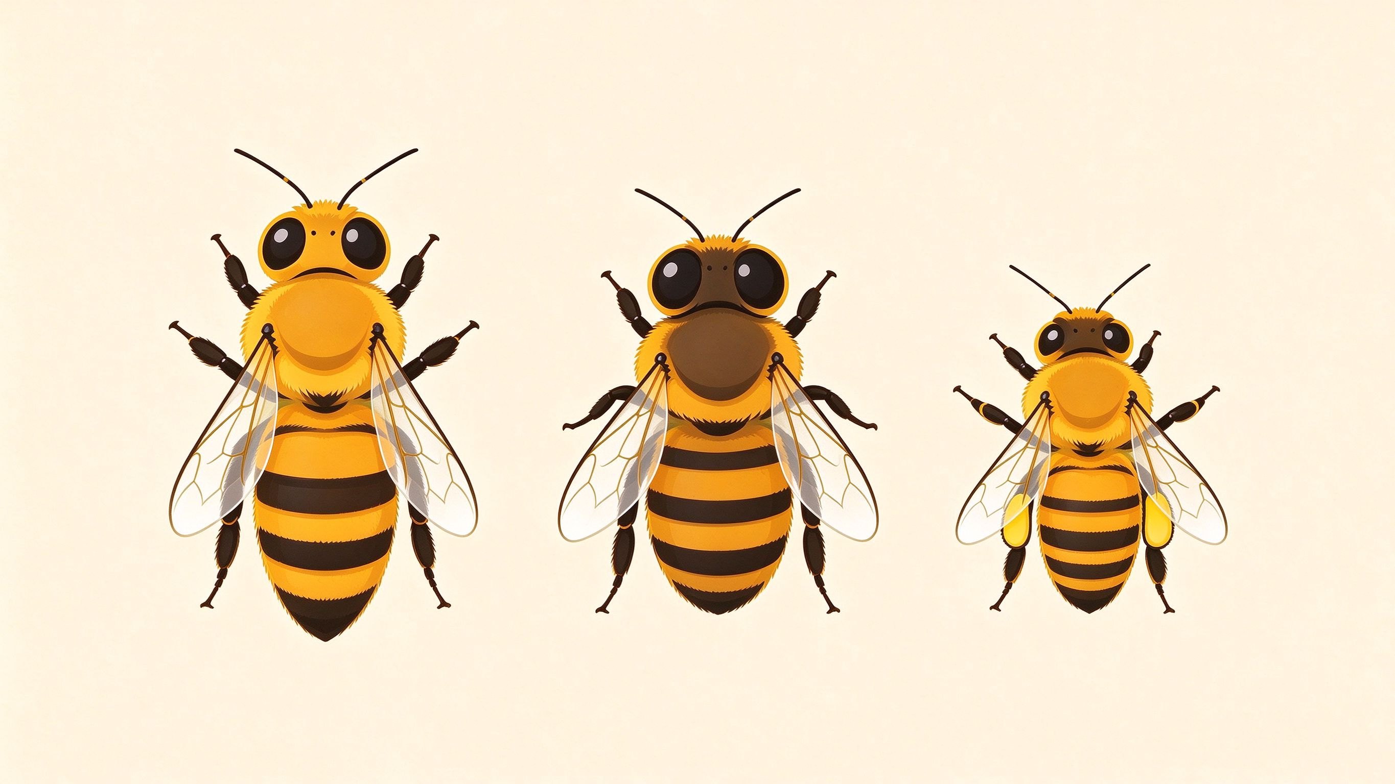 Bee castes annotated picture vocabulary with labeled objects