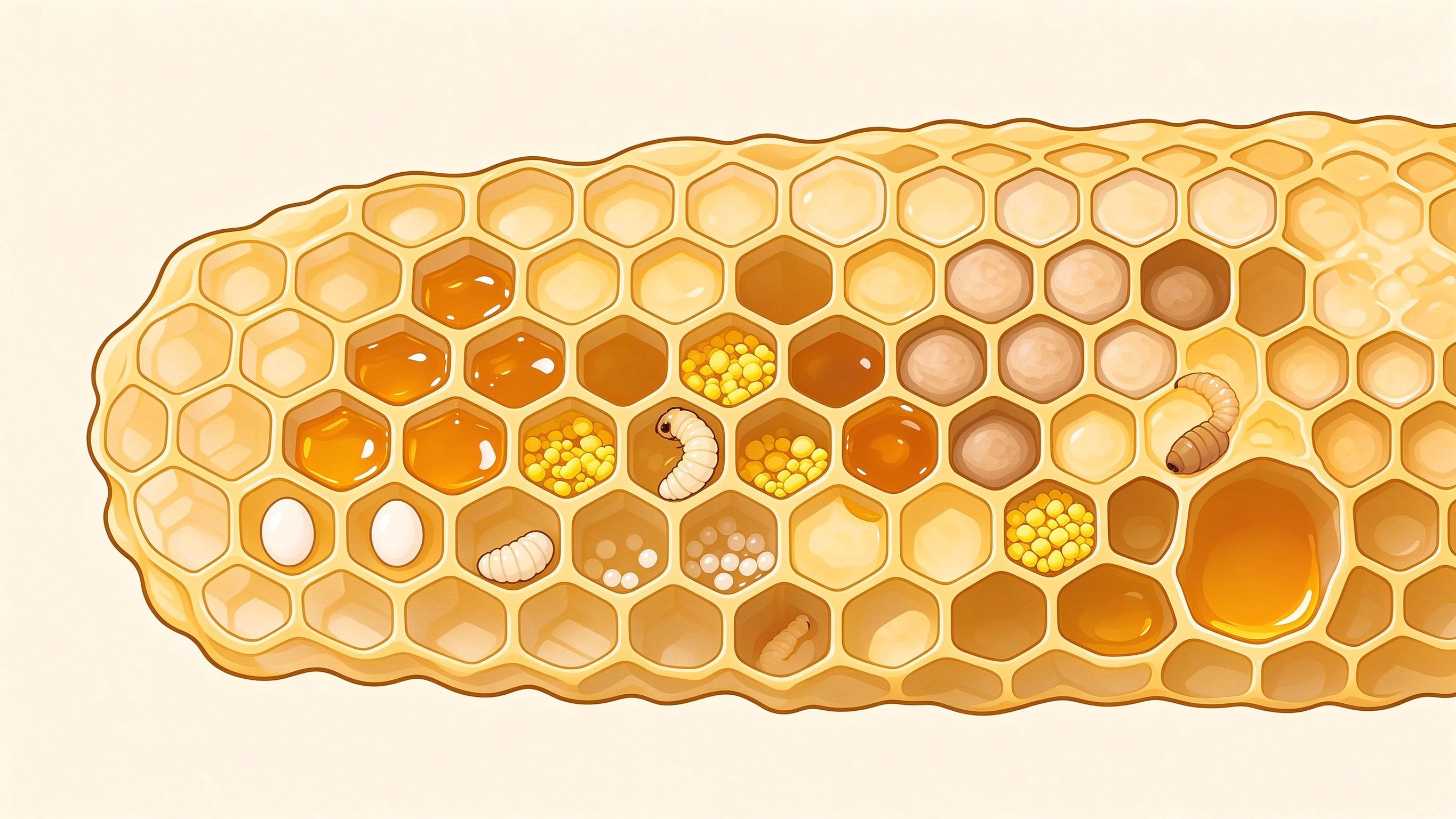 Beehive cross-section annotated picture vocabulary with labeled objects