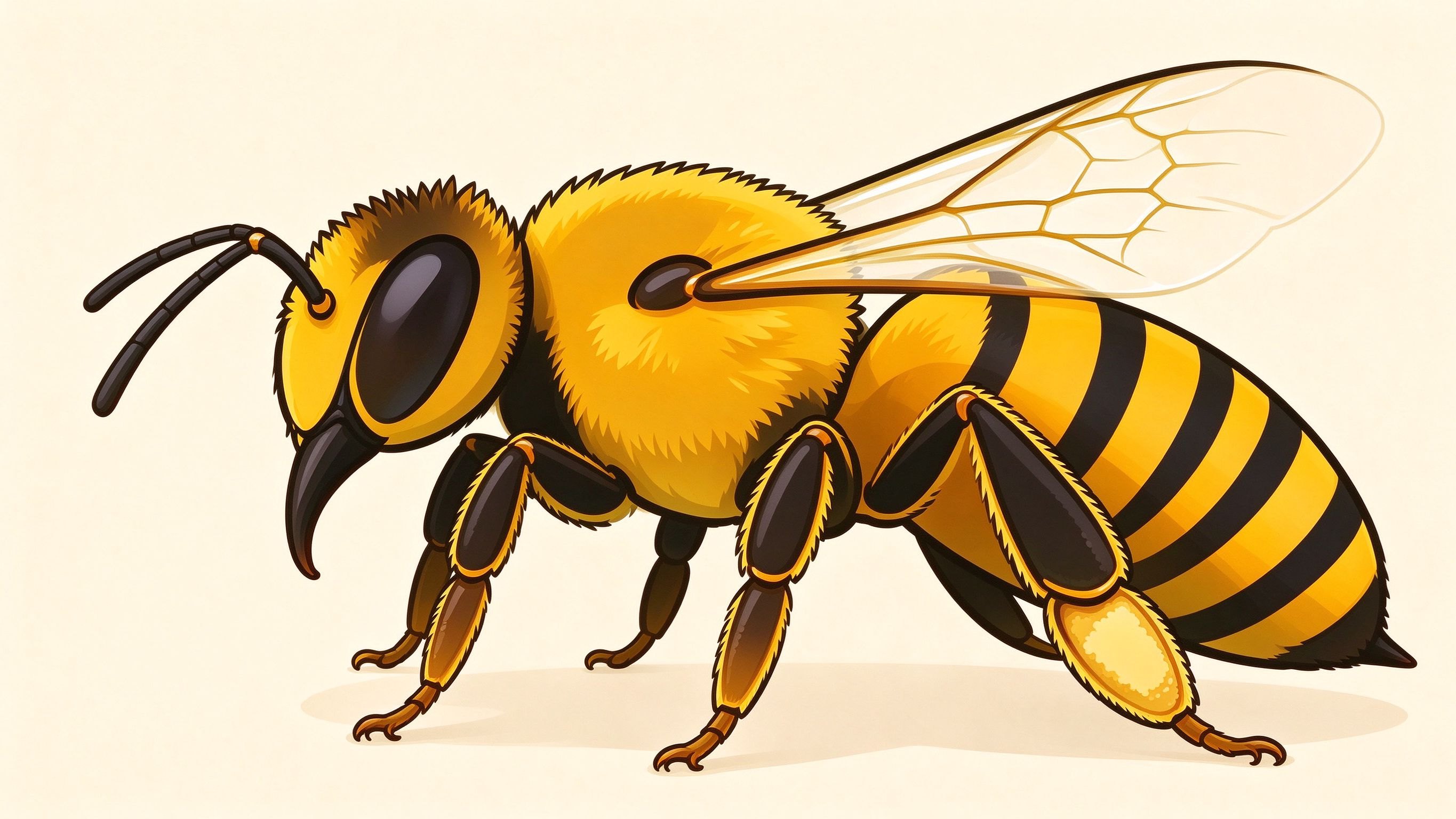 Worker bee anatomy annotated picture vocabulary with labeled objects