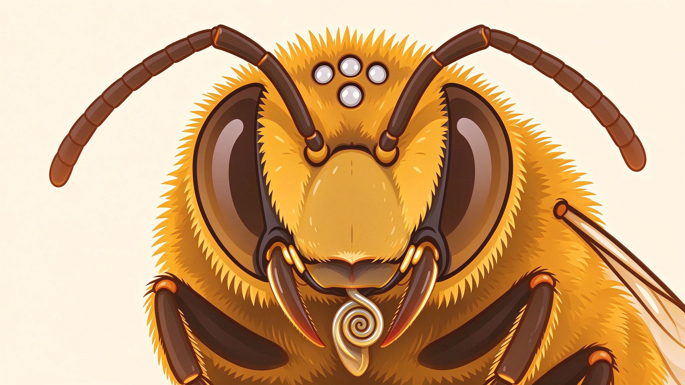 Worker bee anatomy annotated picture vocabulary with labeled objects