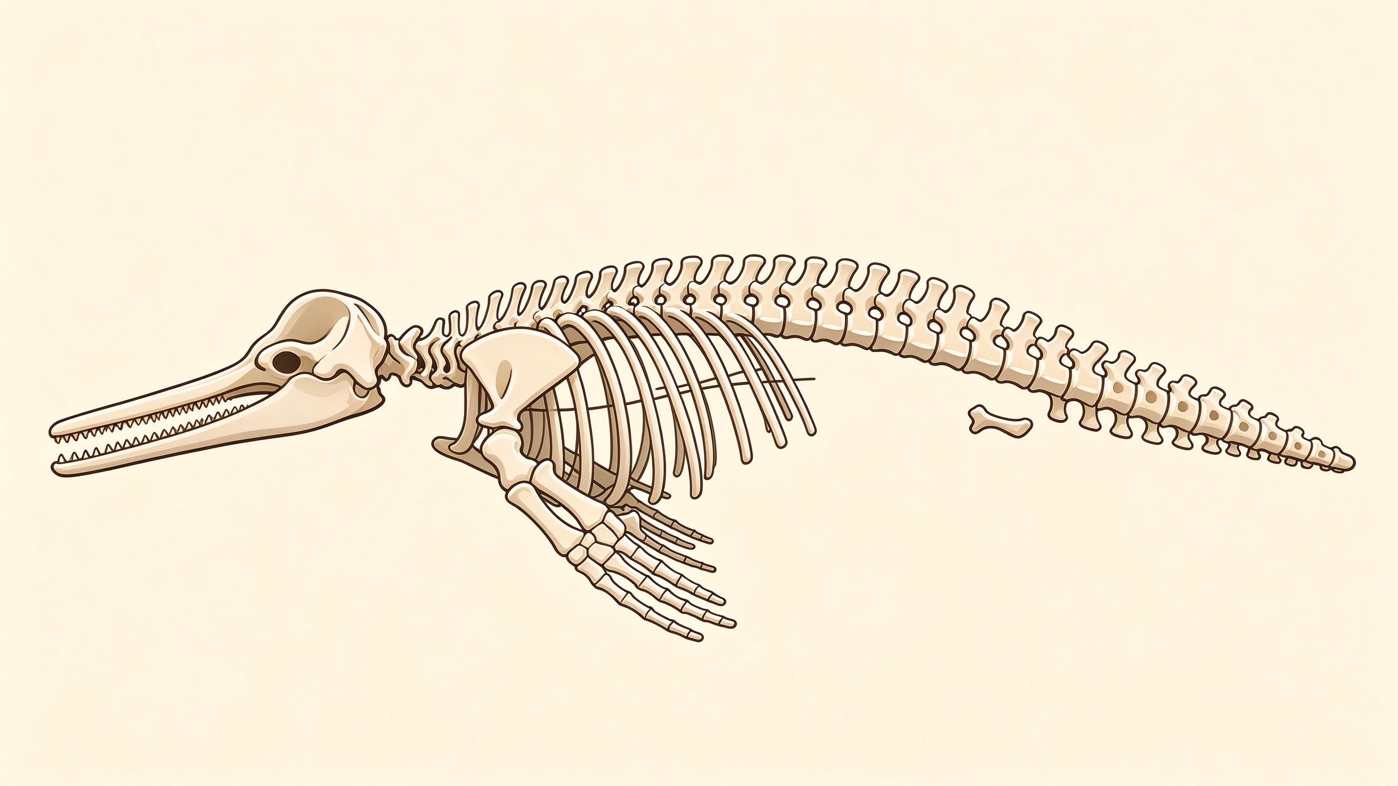 Dolphin skeleton annotated picture vocabulary with labeled objects