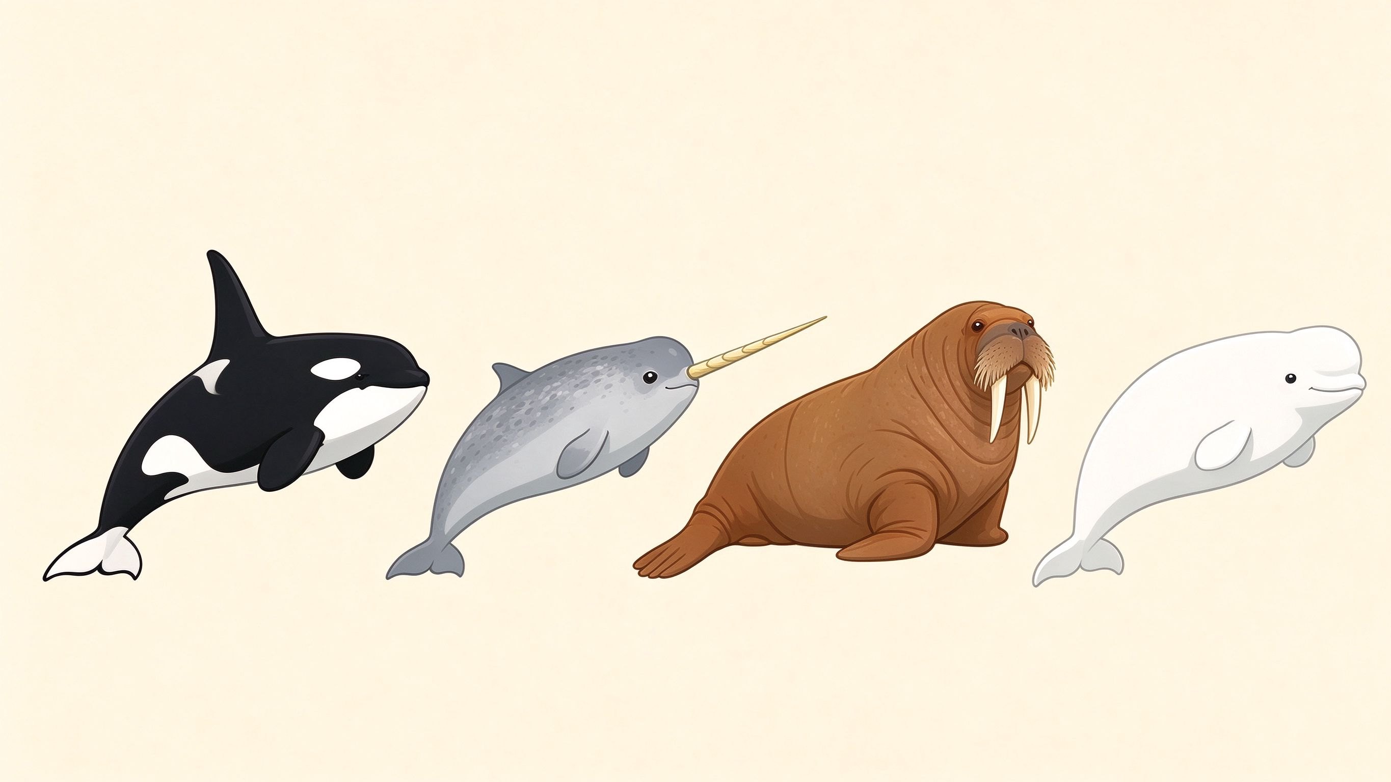 Marine mammals annotated picture vocabulary with labeled objects