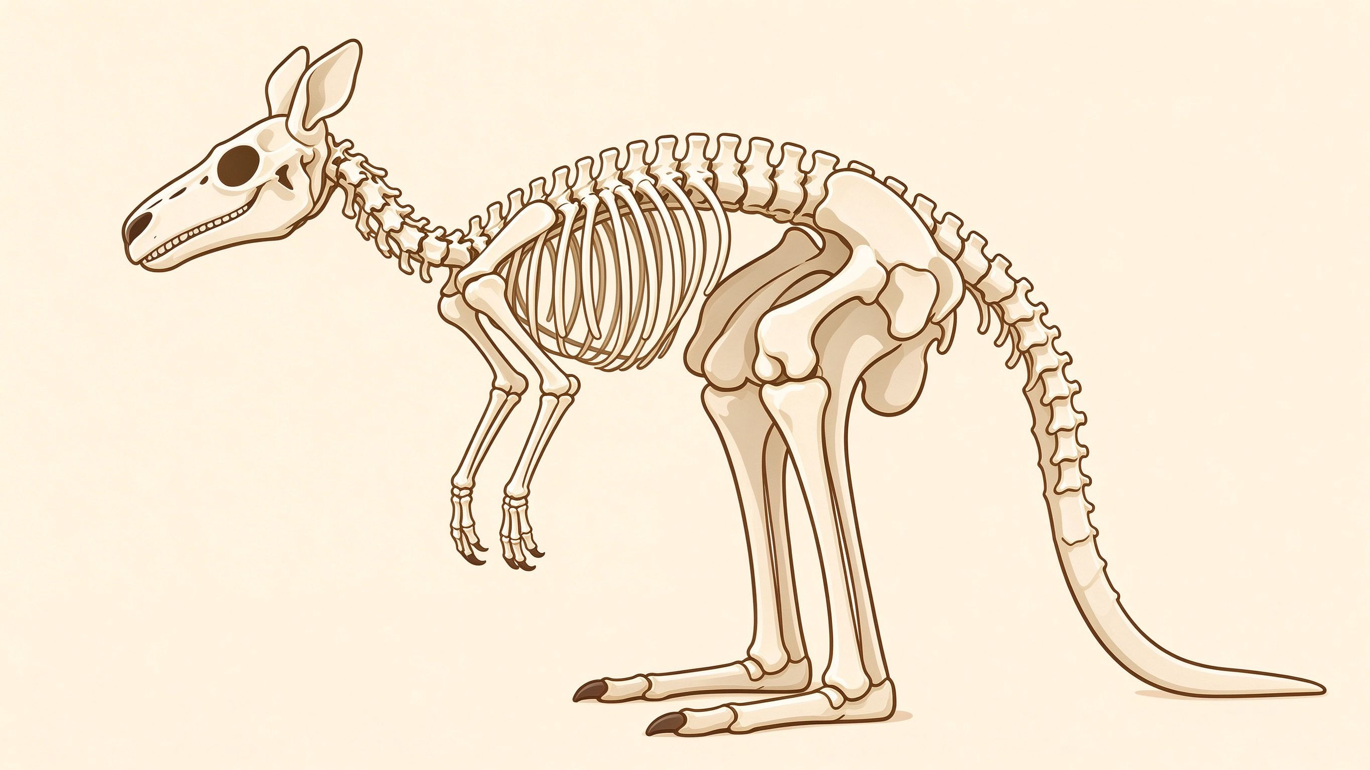 Kangaroo skeleton annotated picture vocabulary with labeled objects
