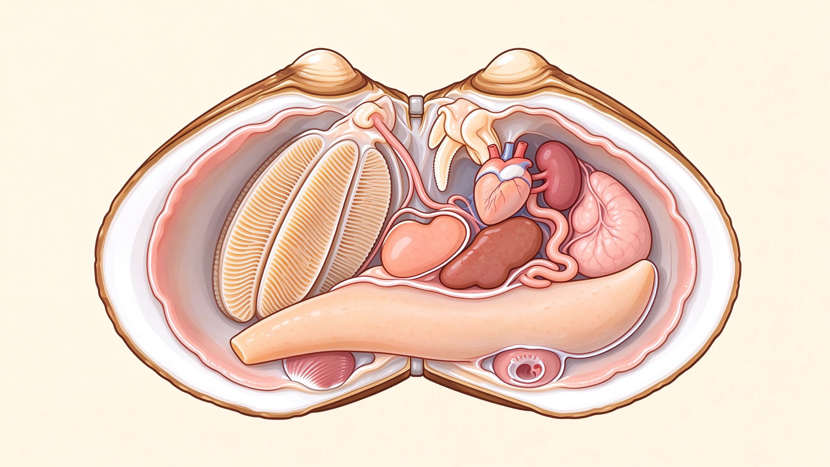 Bivalve shell anatomy annotated picture vocabulary with labeled objects