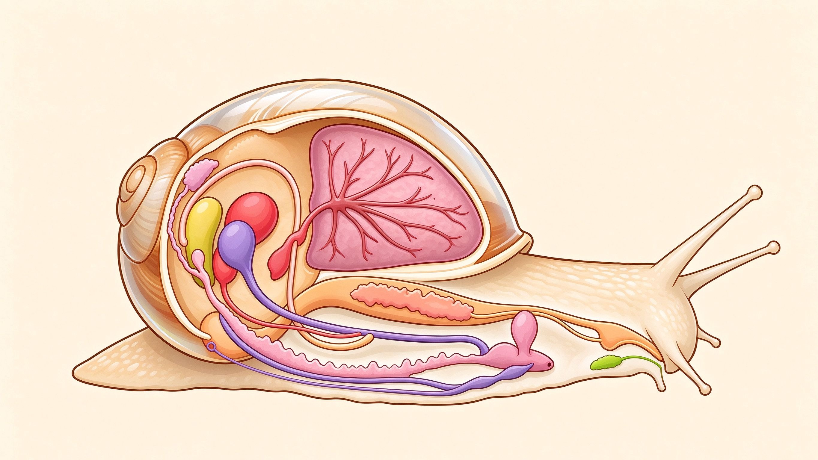 Snail anatomy annotated picture vocabulary with labeled objects