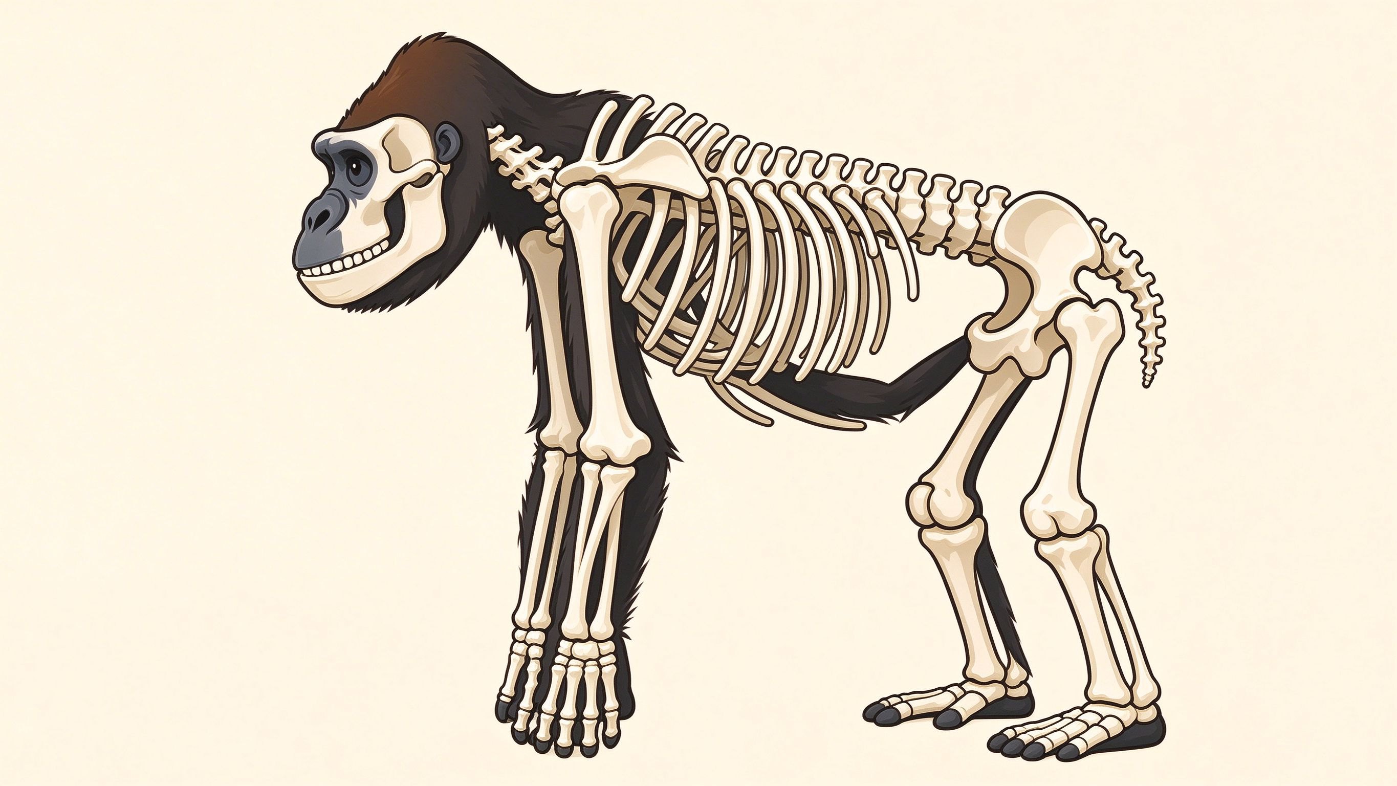 Gorilla skeleton annotated picture vocabulary with labeled objects