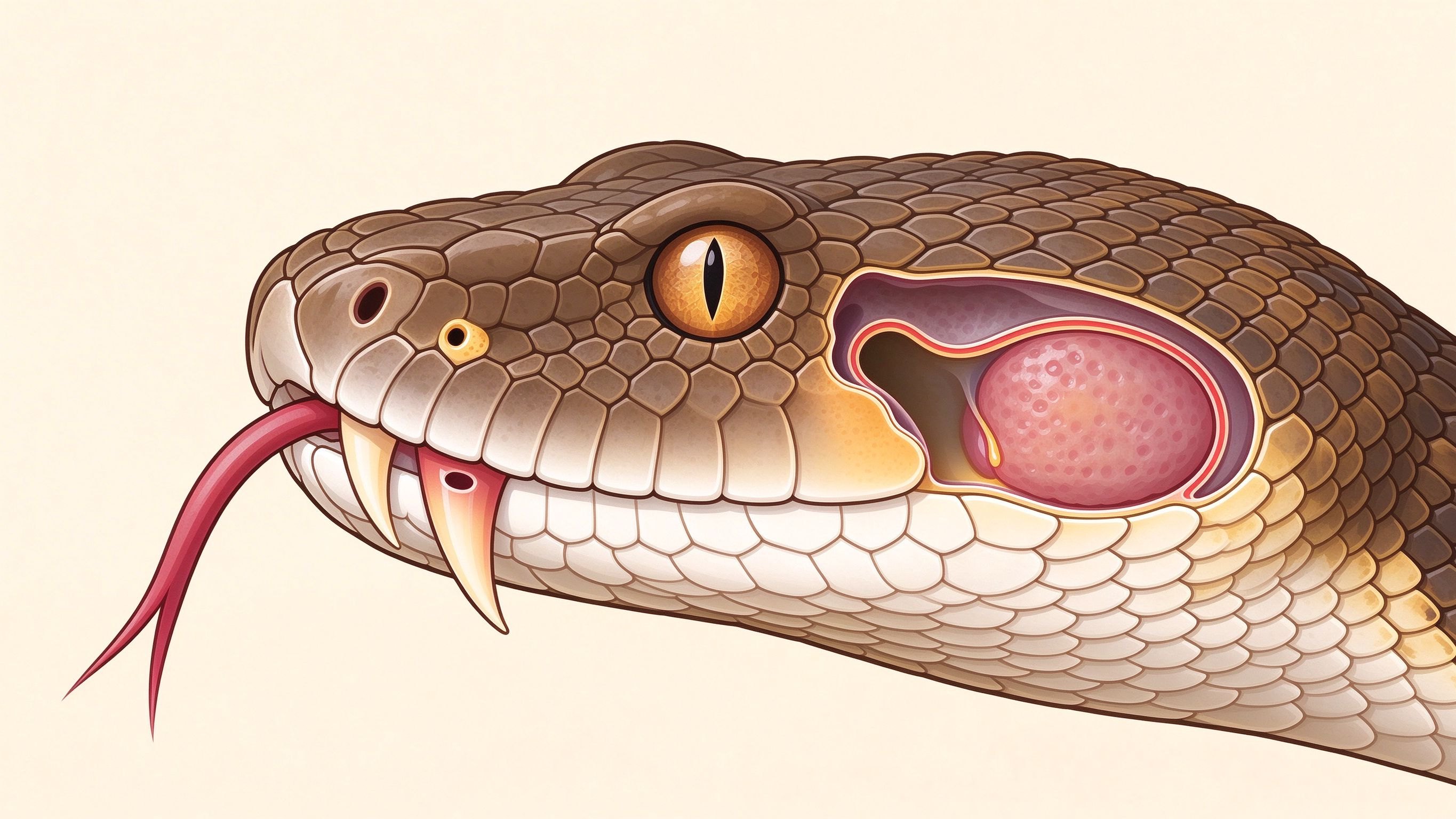 Venomous snake head annotated picture vocabulary with labeled objects