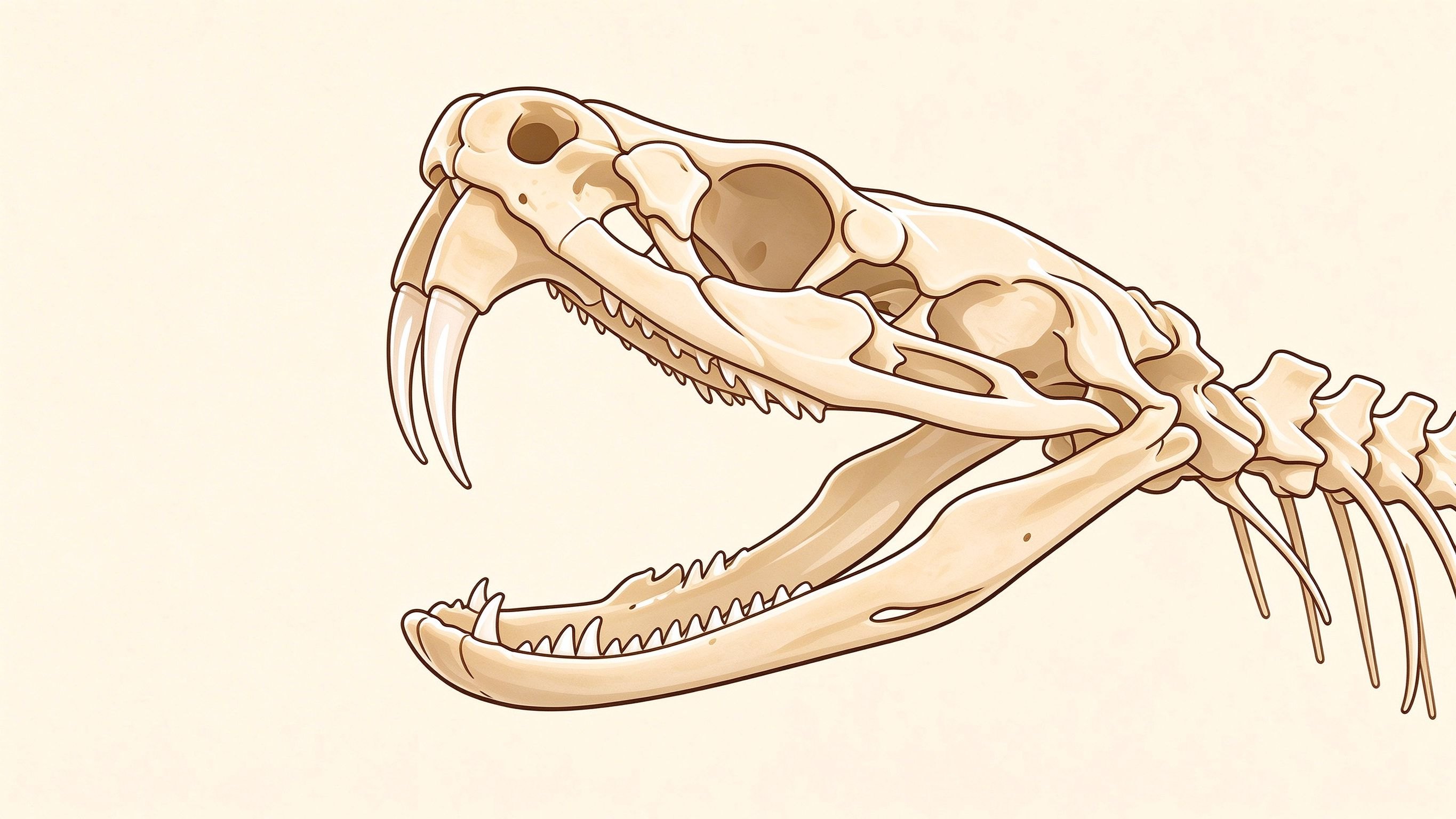 Venomous snake skull annotated picture vocabulary with labeled objects