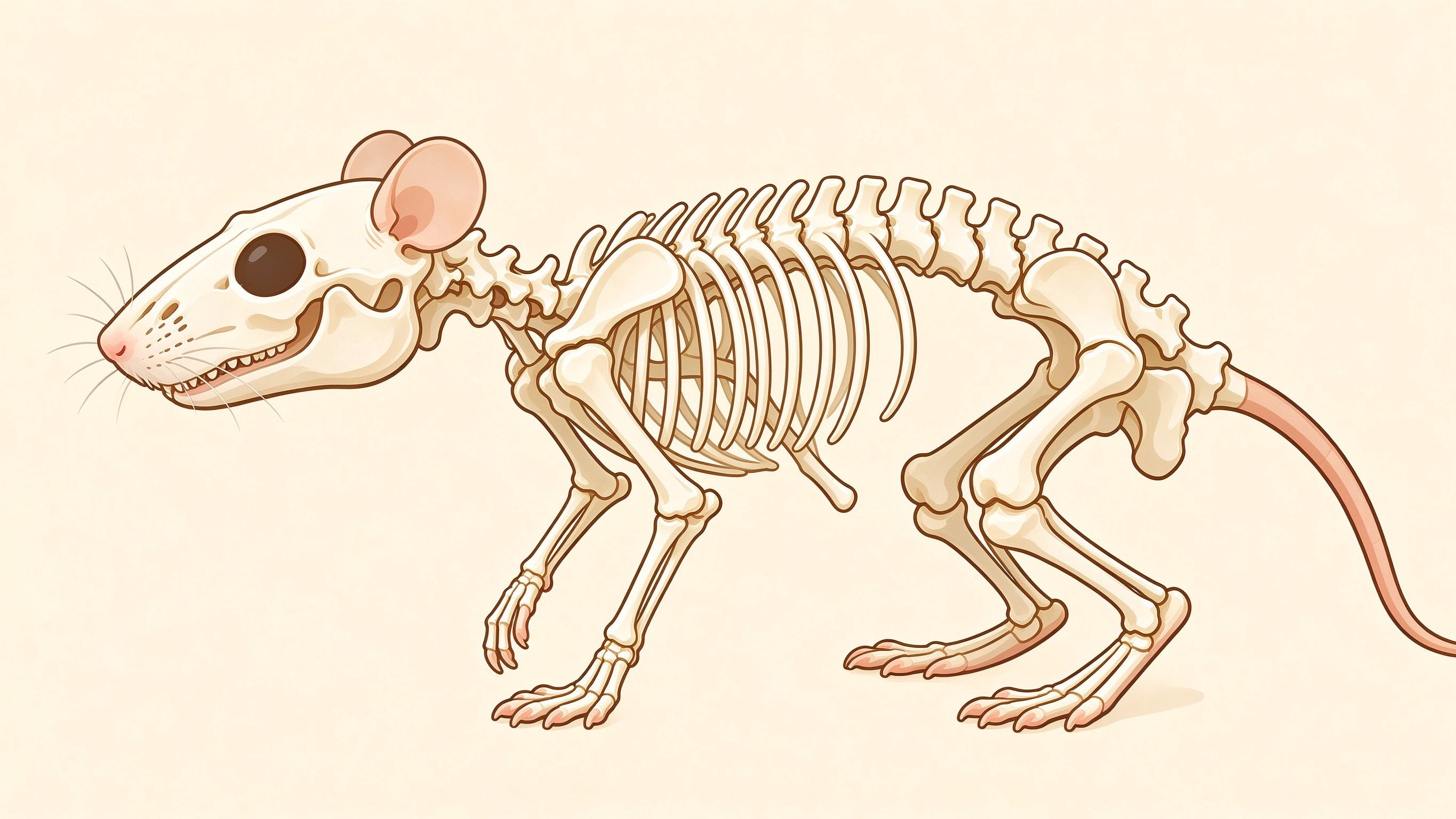 Rat skeleton annotated picture vocabulary with labeled objects