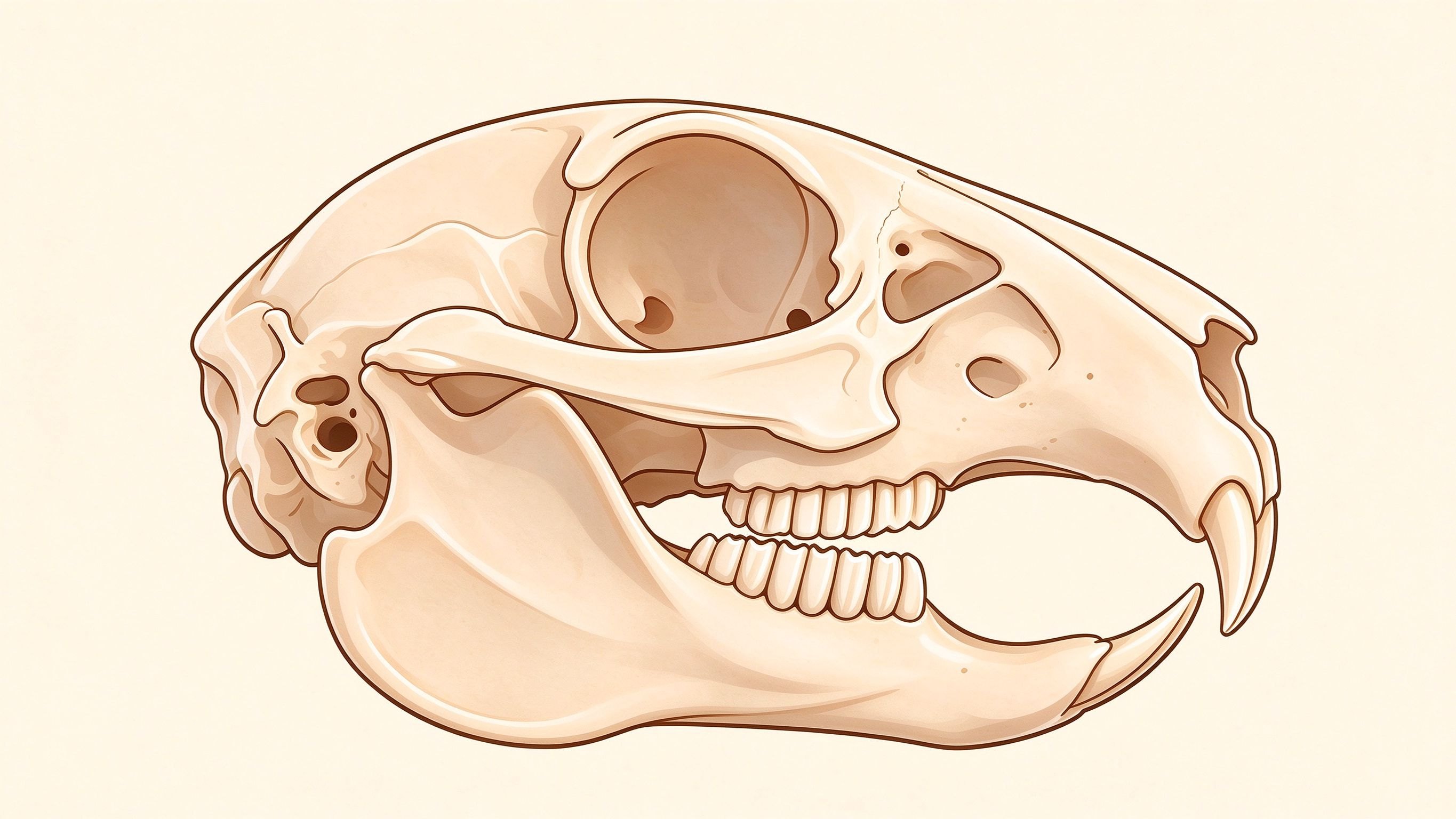 Lagomorph jaw annotated picture vocabulary with labeled objects
