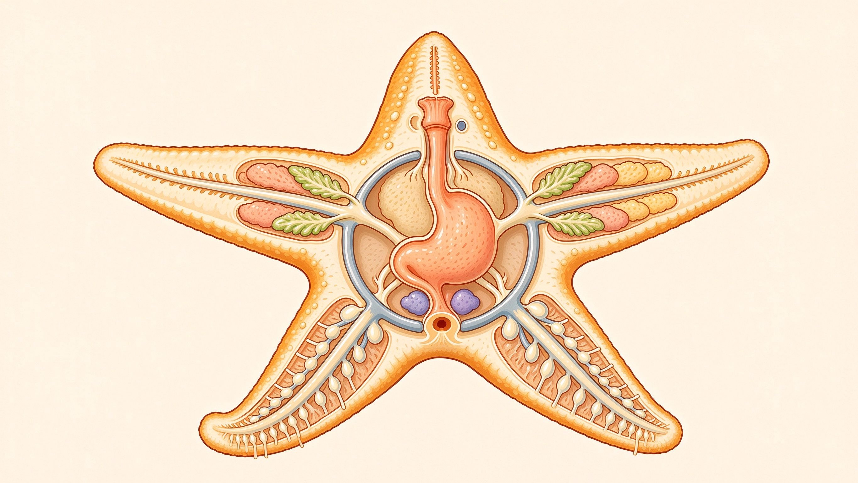 Starfish anatomy annotated picture vocabulary with labeled objects