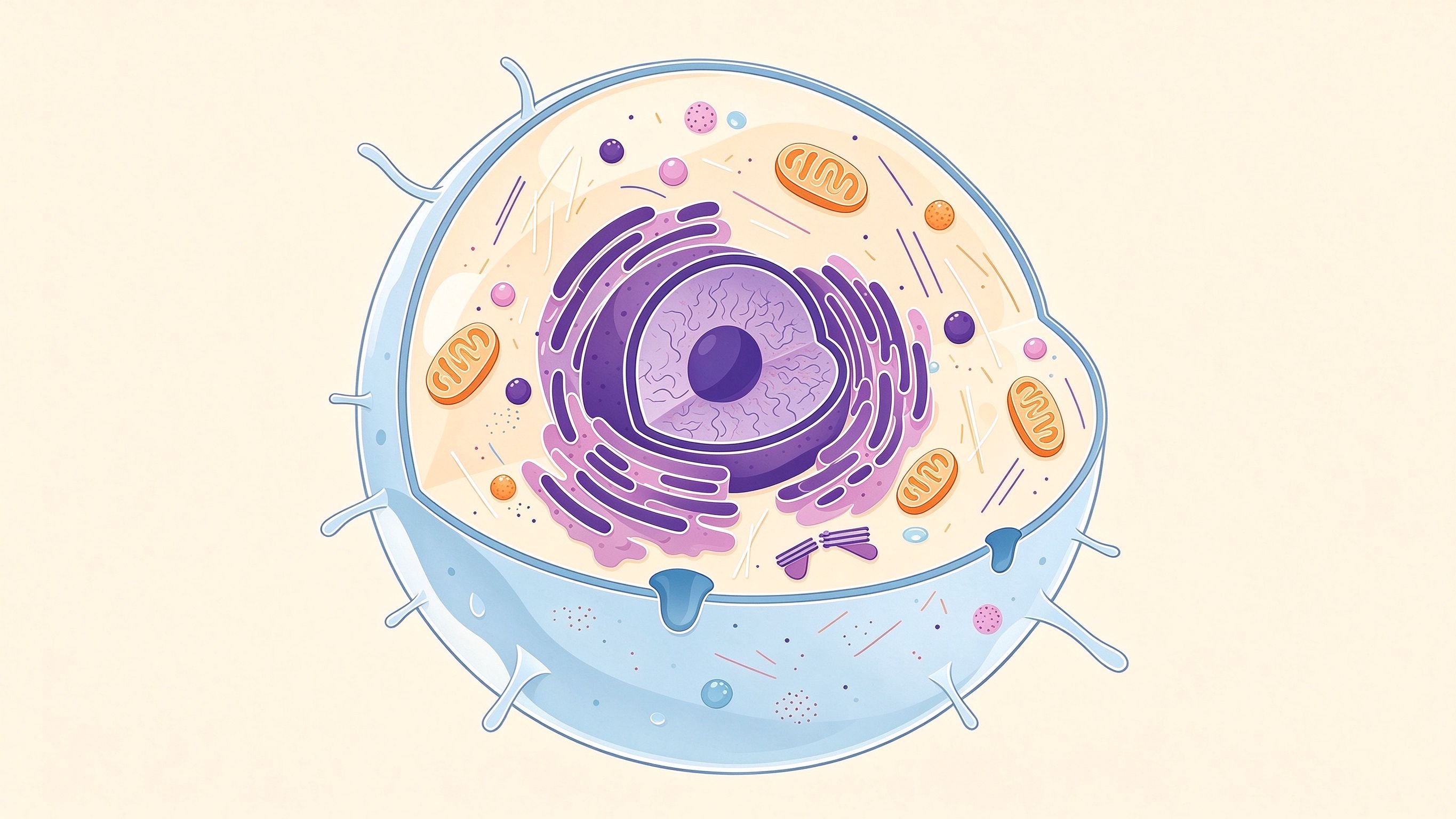 Animal cell annotated picture vocabulary with labeled objects