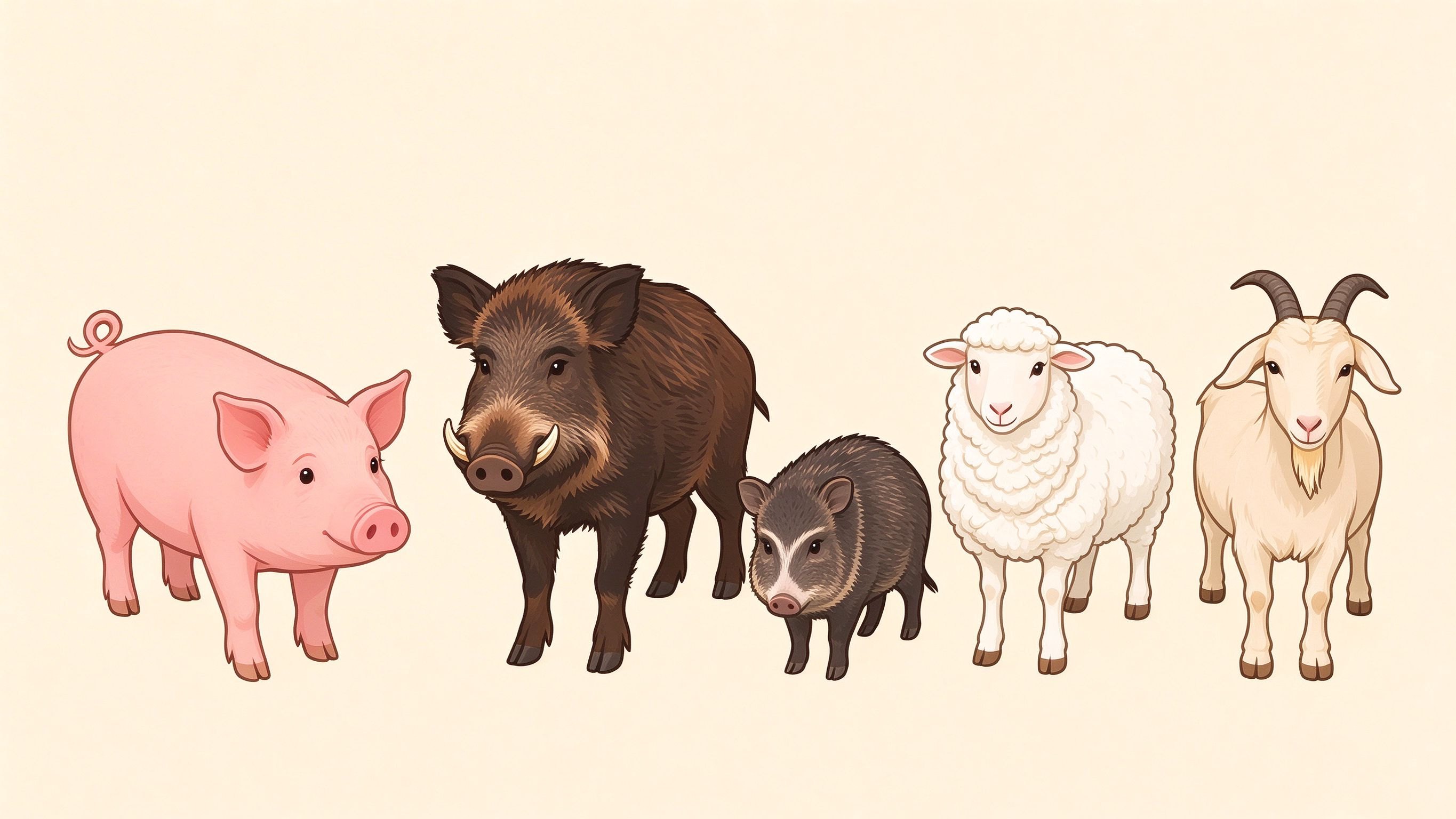 Hoofed mammal examples annotated picture vocabulary with labeled objects