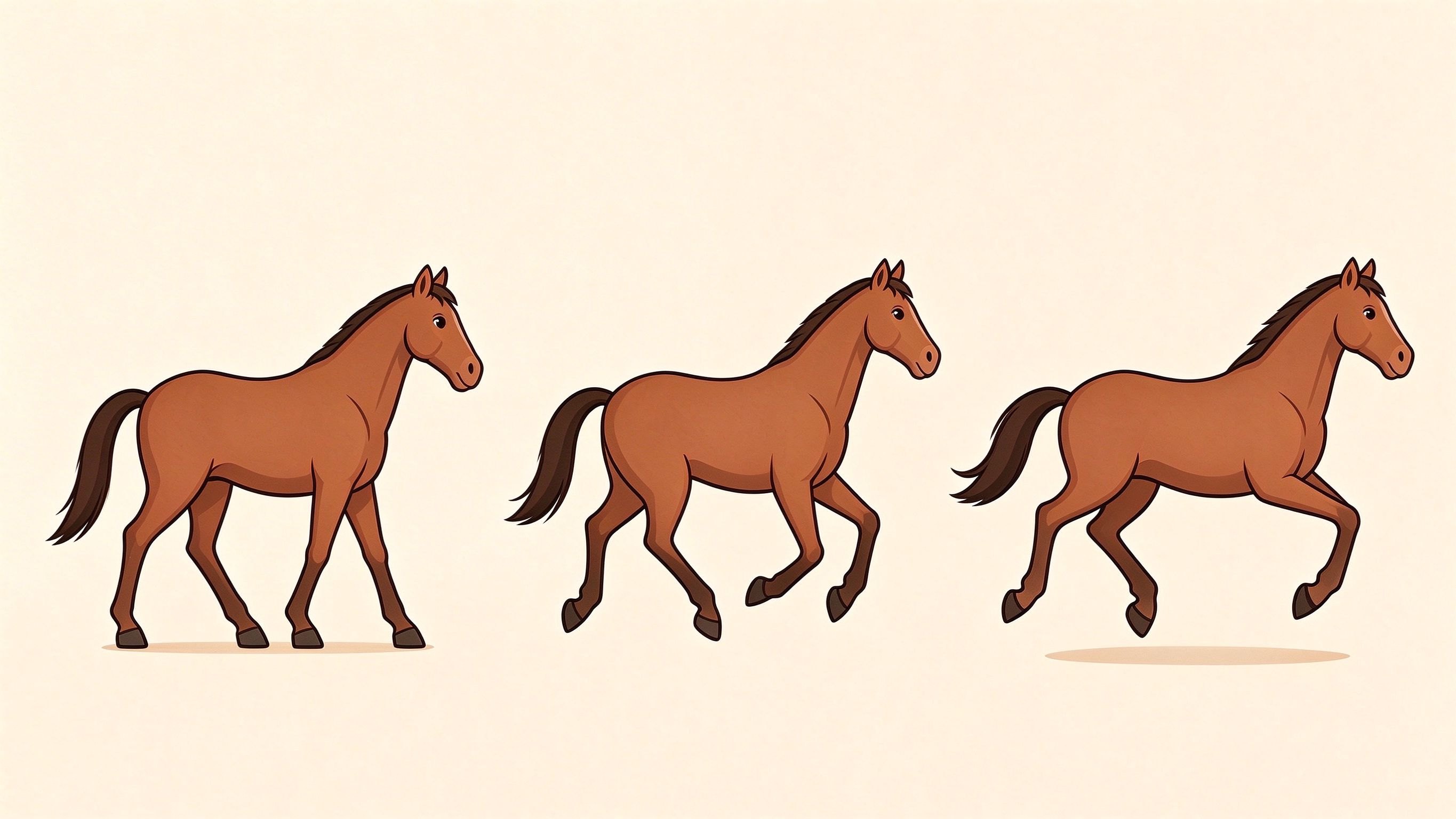 Horse gaits annotated picture vocabulary with labeled objects