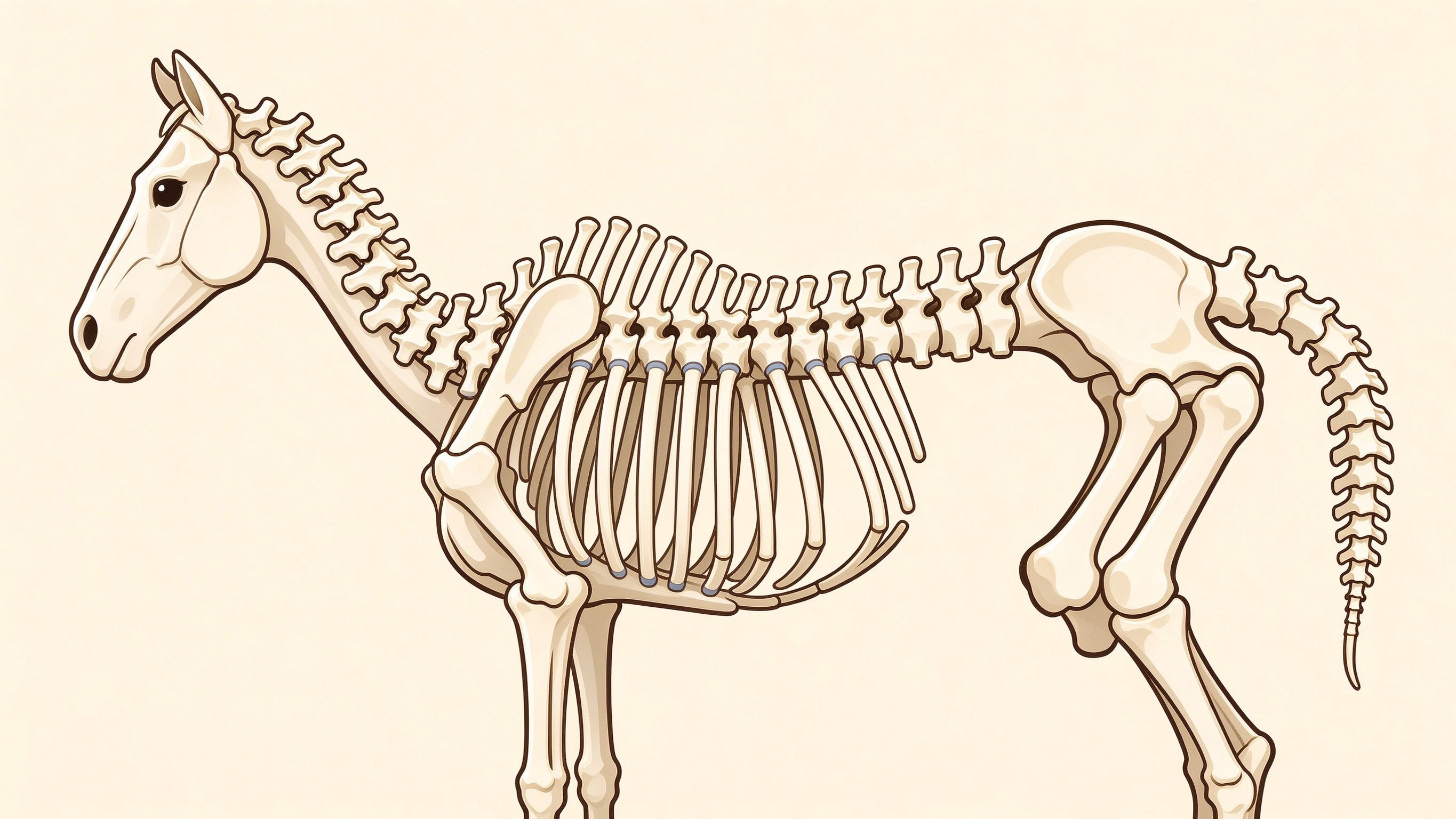 Horse skeleton annotated picture vocabulary with labeled objects