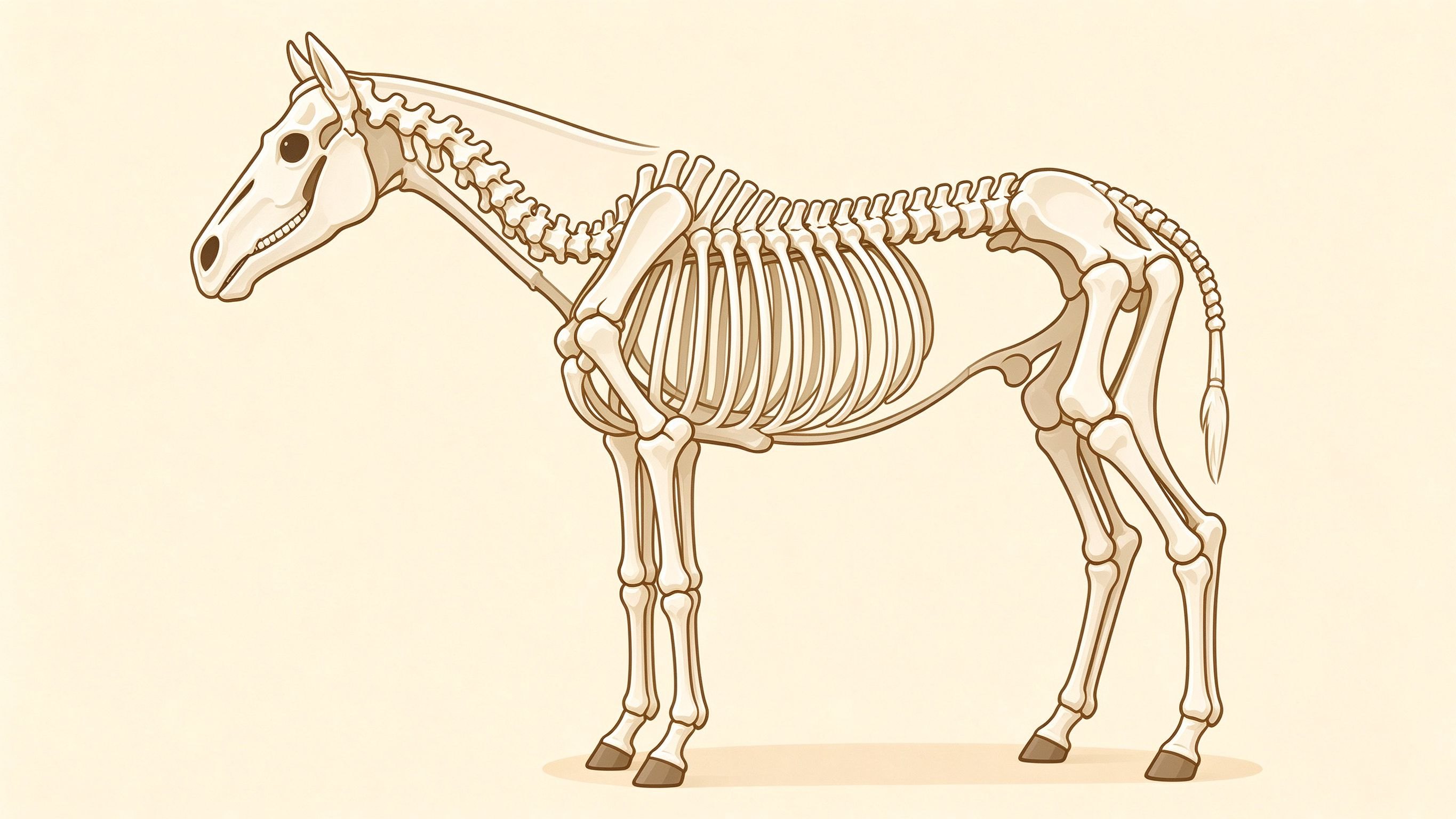 Horse skeleton annotated picture vocabulary with labeled objects