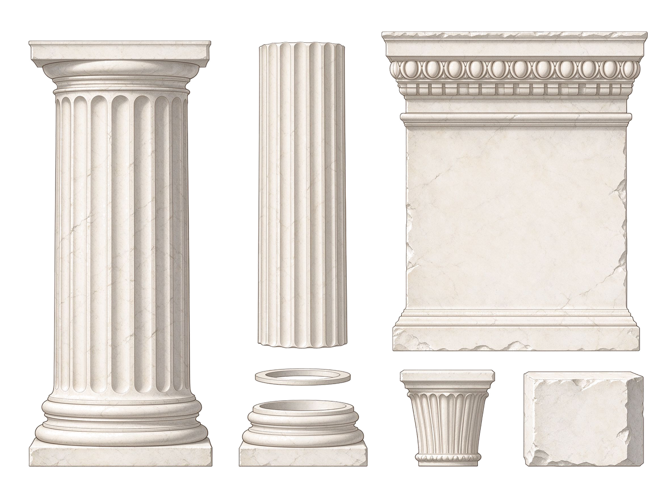 Doric order annotated picture vocabulary with labeled objects