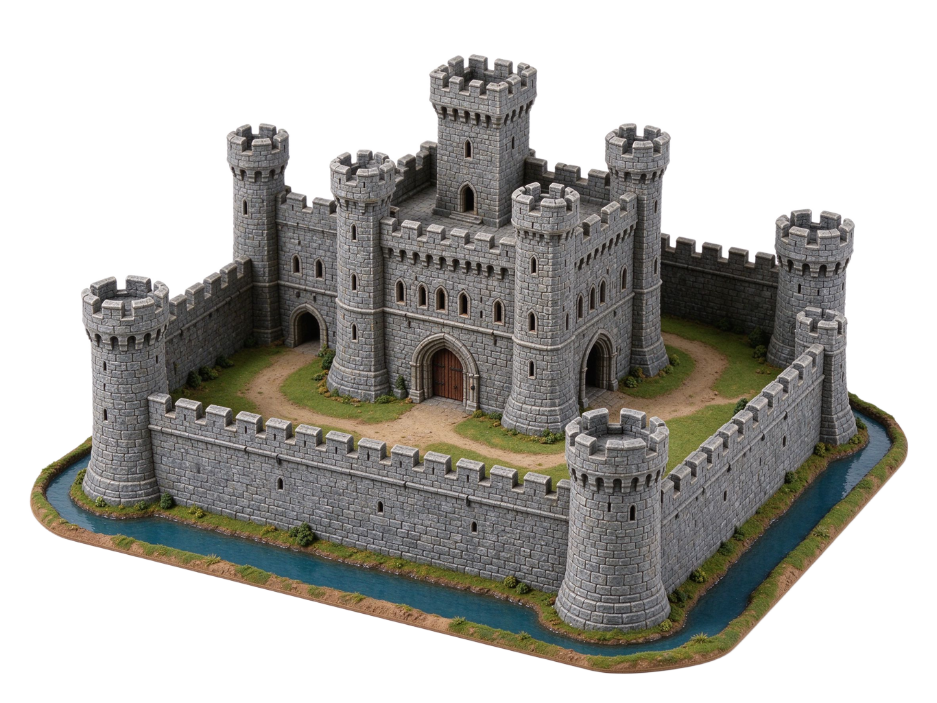 Castle annotated picture vocabulary with labeled objects