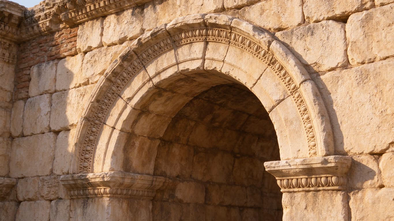 Round arch annotated picture vocabulary with labeled objects