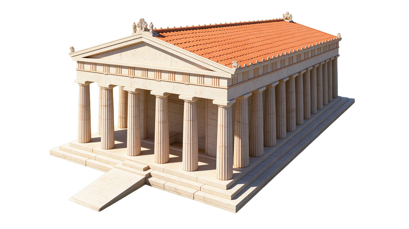 Greek temple annotated picture vocabulary with labeled objects