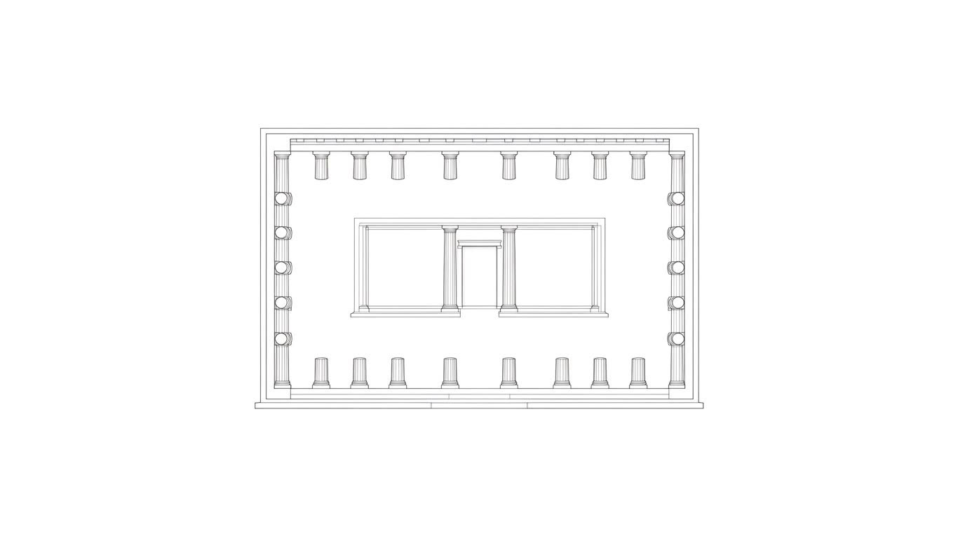 Greek temple plan annotated picture vocabulary with labeled objects