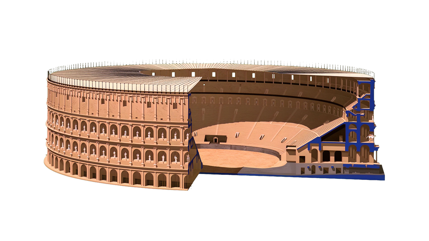 Roman amphitheater annotated picture vocabulary with labeled objects