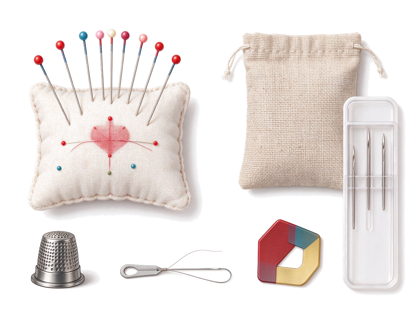 Sewing accessories annotated picture vocabulary with labeled objects