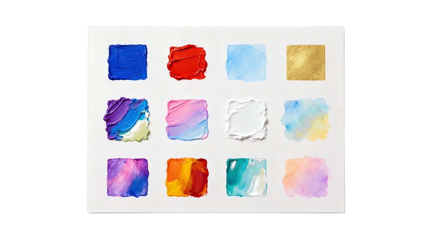 Main painting techniques annotated picture vocabulary with labeled objects