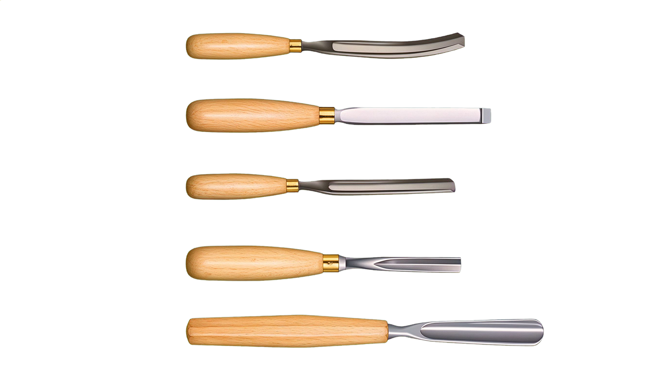 Wood Carving Tools annotated picture vocabulary with labeled objects
