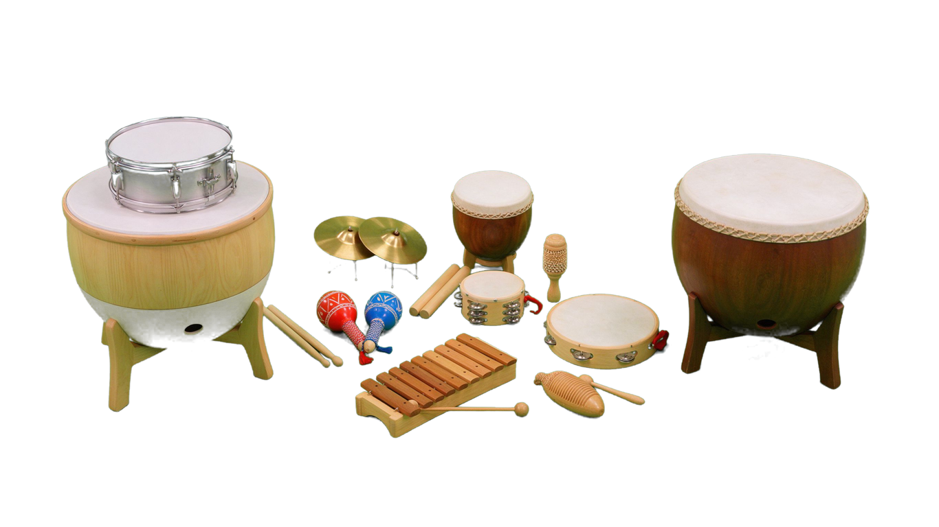 Percussion instruments annotated picture vocabulary with labeled objects