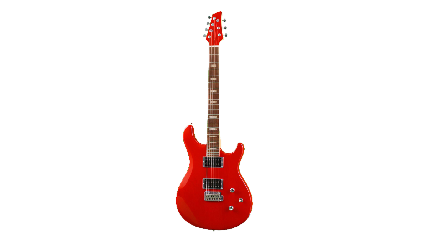 Electric guitar annotated picture vocabulary with labeled objects