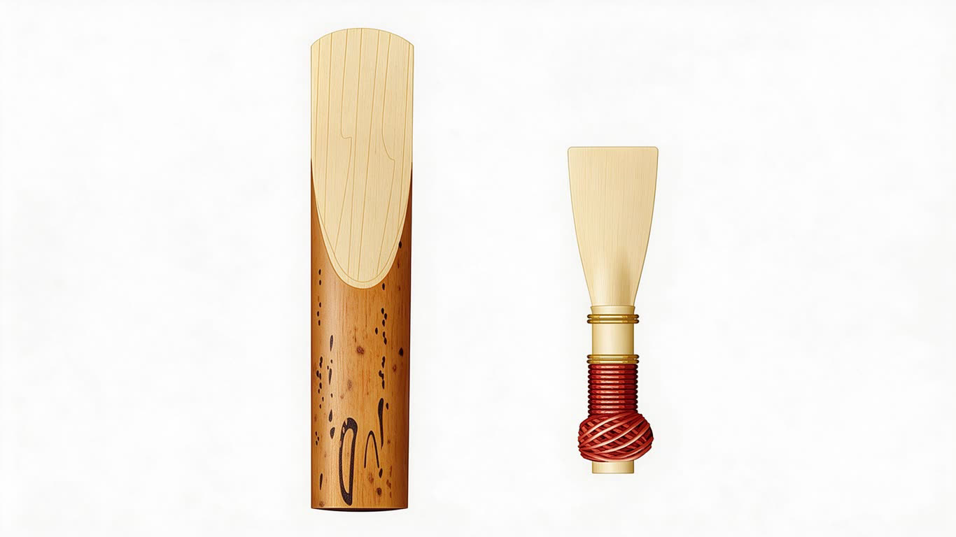 Woodwind reeds annotated picture vocabulary with labeled objects