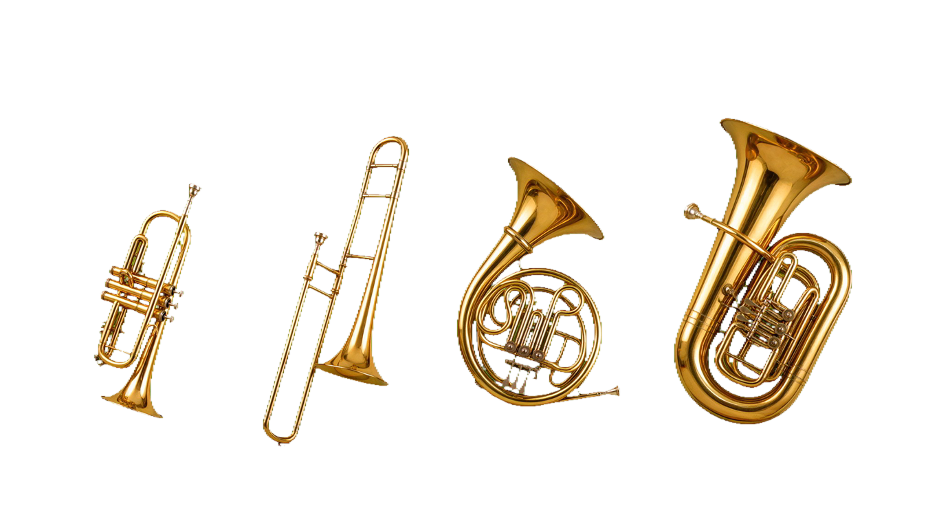 Brass instruments annotated picture vocabulary with labeled objects