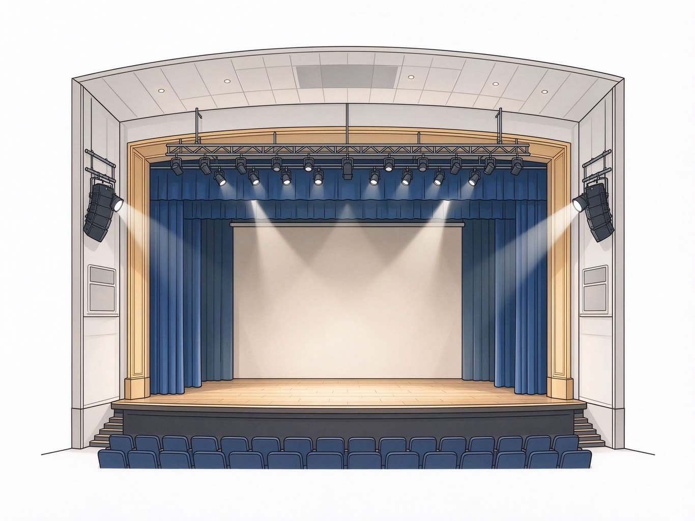 Theater annotated picture vocabulary with labeled objects