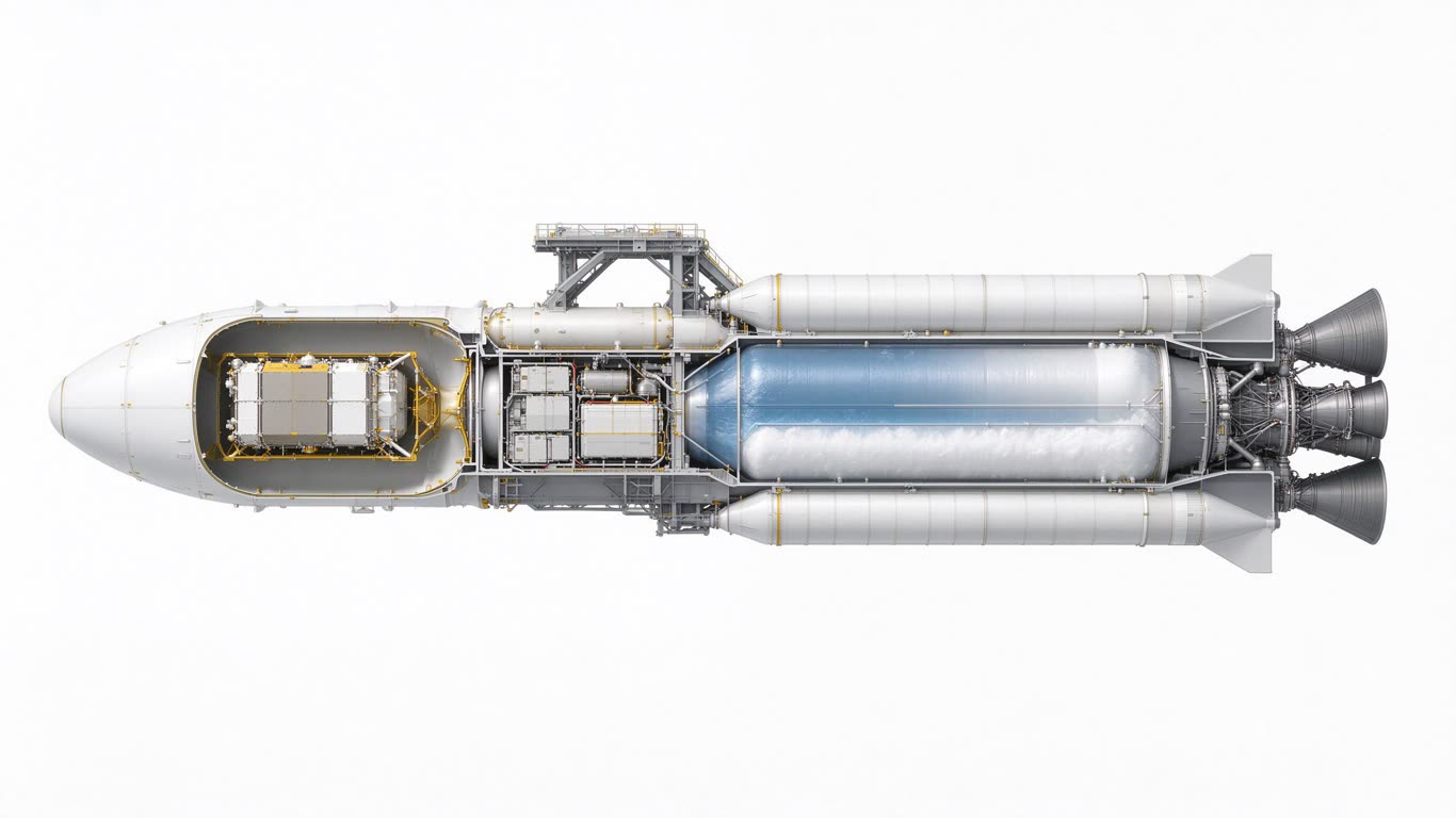 Ariane 5 rocket cutaway annotated picture vocabulary with labeled objects