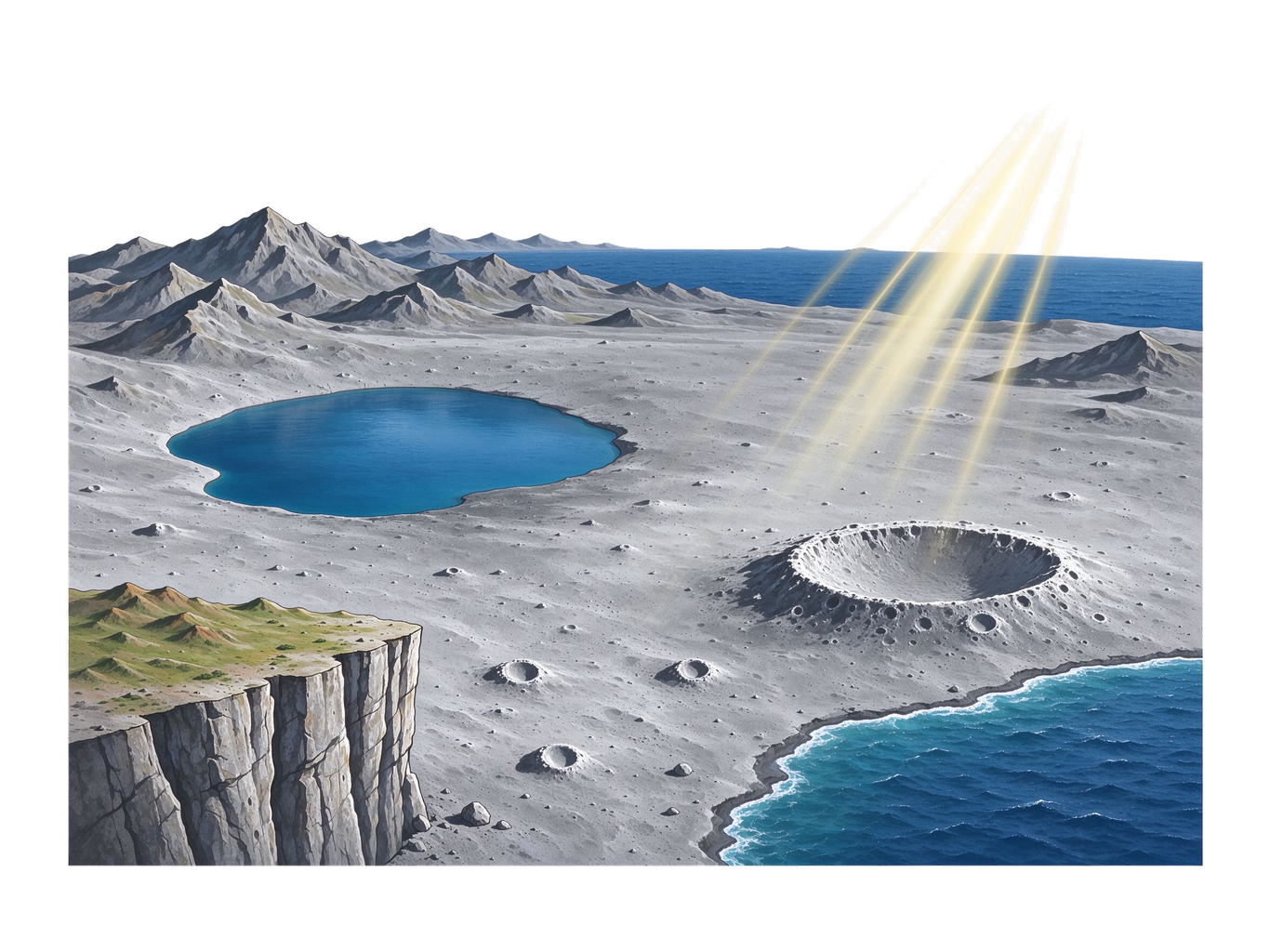 Lunar surface features annotated picture vocabulary with labeled objects