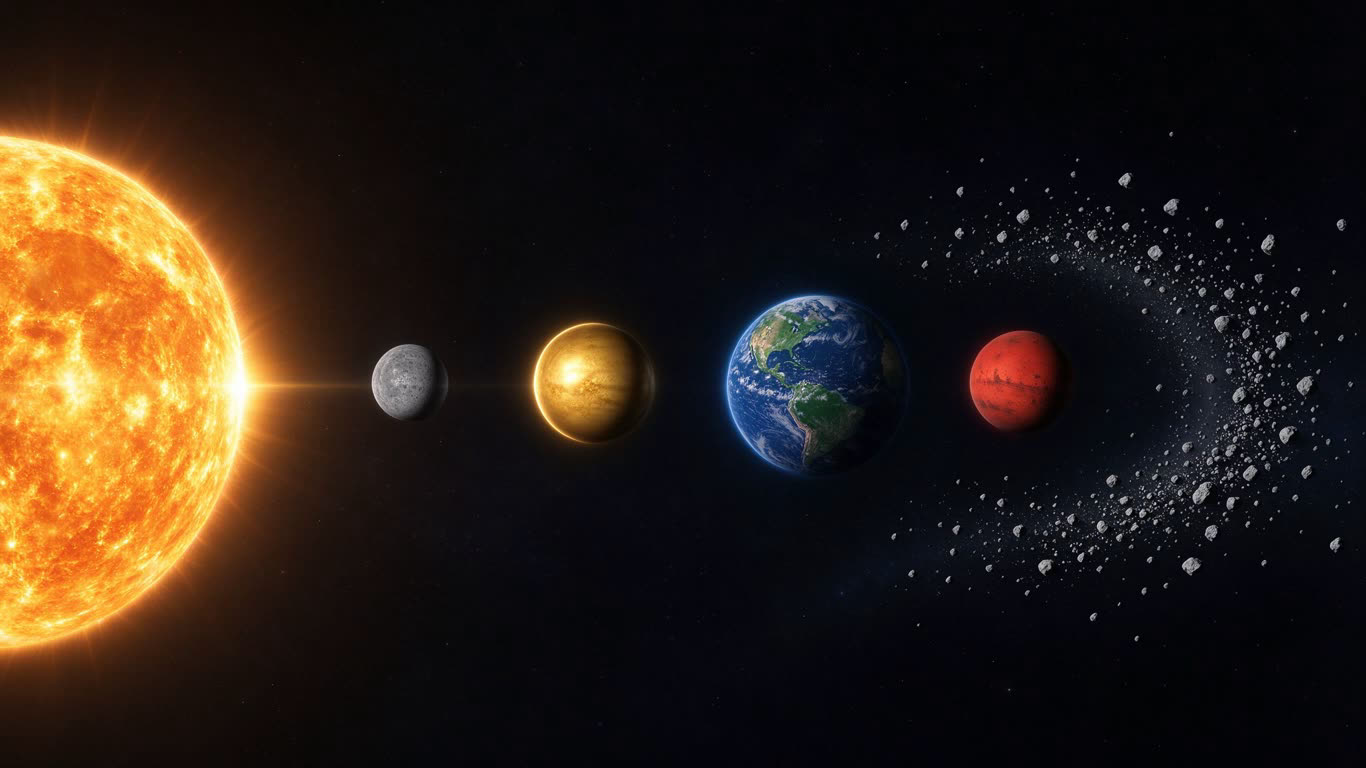 Inner planets annotated picture vocabulary with labeled objects