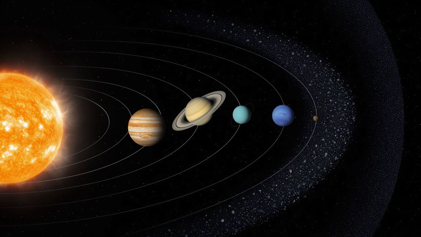 Outer planets annotated picture vocabulary with labeled objects